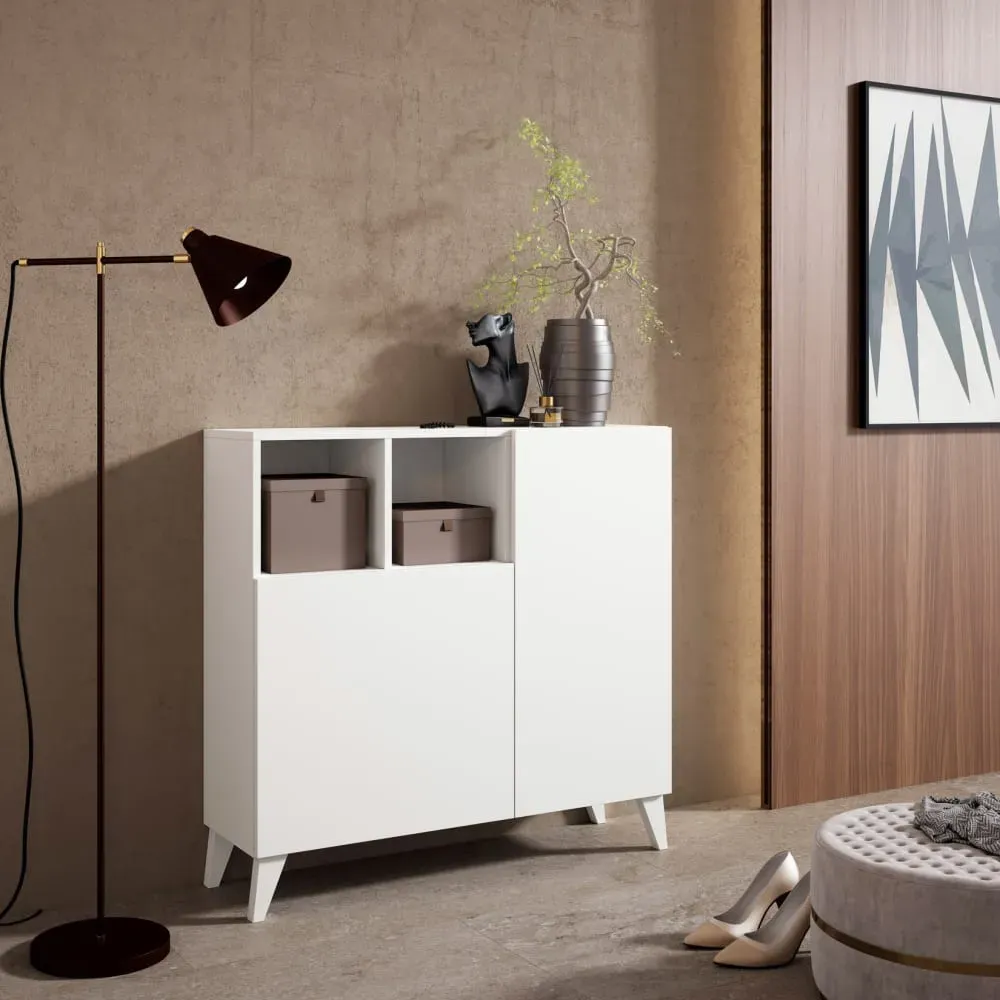 Illustration numéro 2 du produit Meuble à chaussures en mélamine blanc 87x90x27 cm