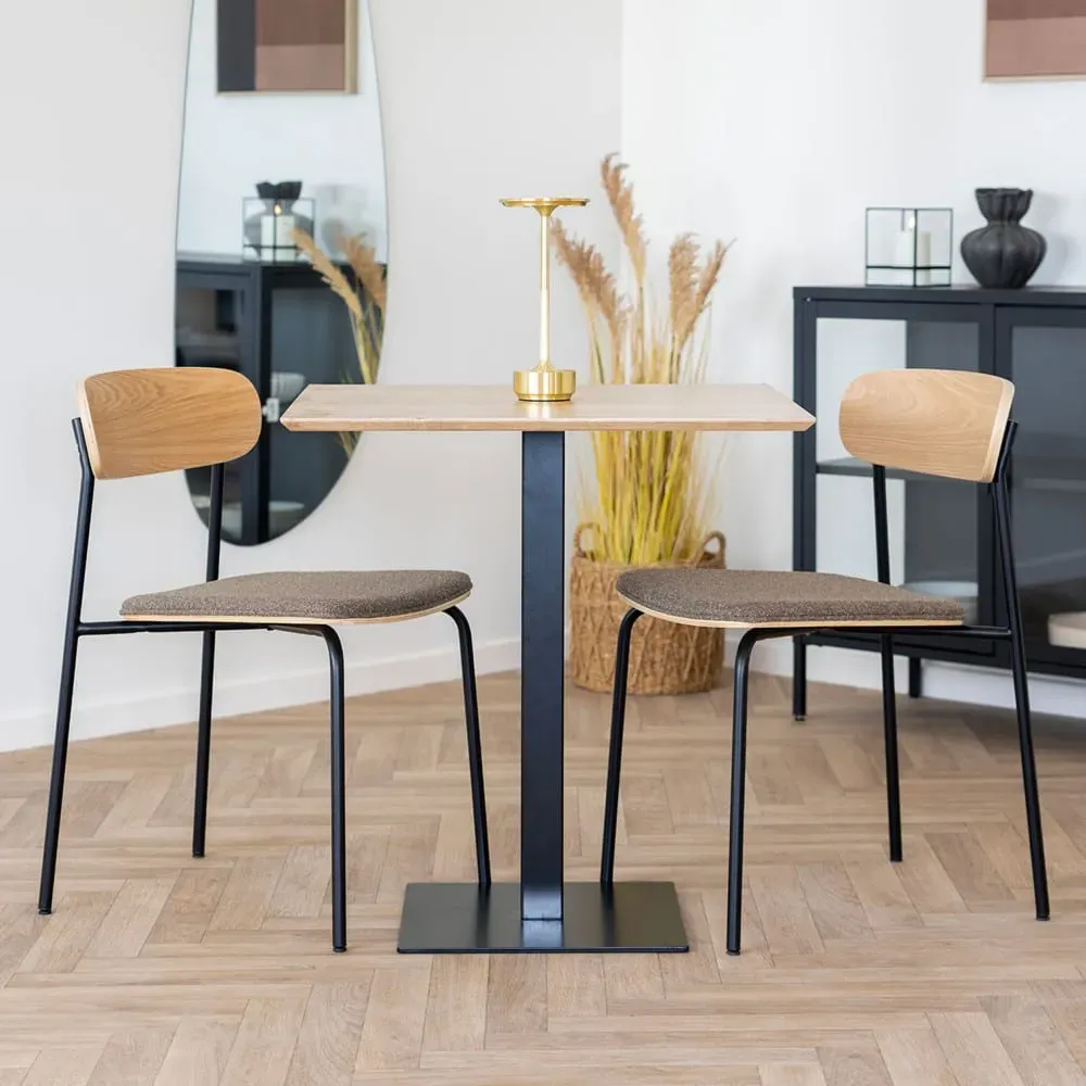 Illustration numéro 2 du produit Lot de 2 chaises en bois, tissu et métal - Marron