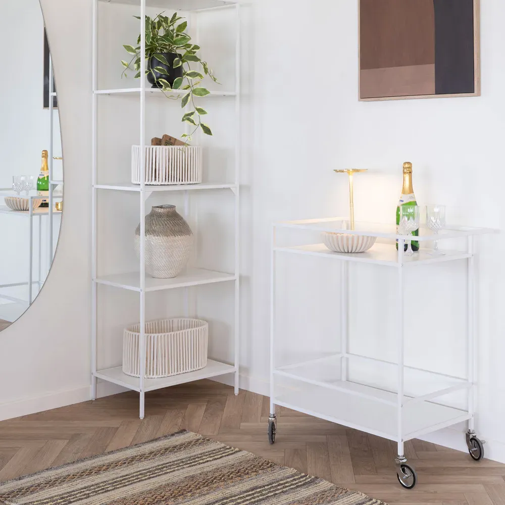 Illustration numéro 2 du produit Desserte en métal blanc et bois - Blanc