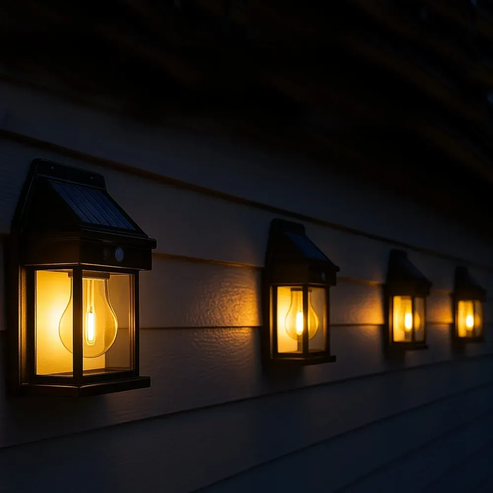 Illustration numéro 2 du produit 4 appliques murales solaires Plastique Noir H17CM