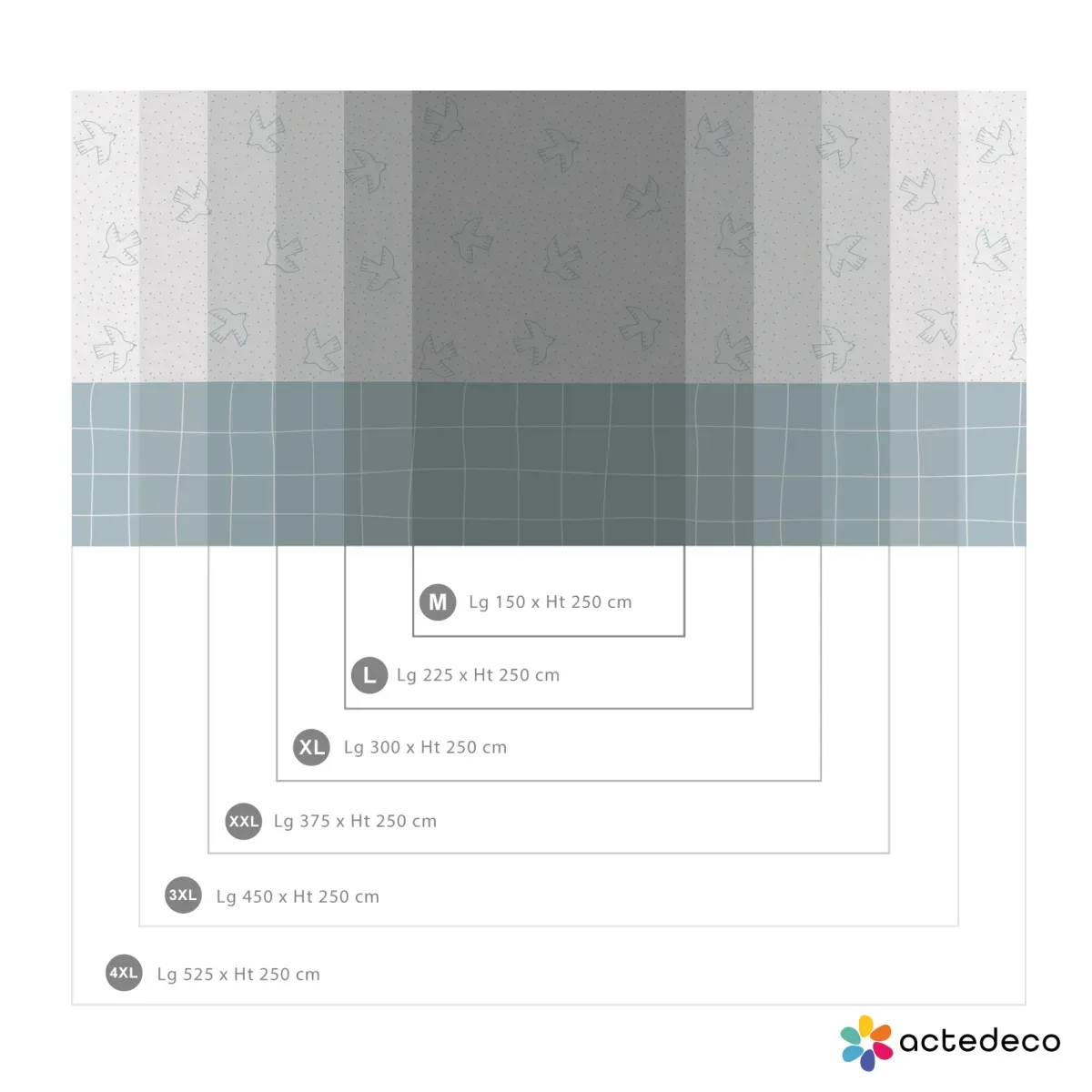 Illustration numéro 2 du produit Papier peint panoramique enfant oiseaux bleu ciel 525x250cm