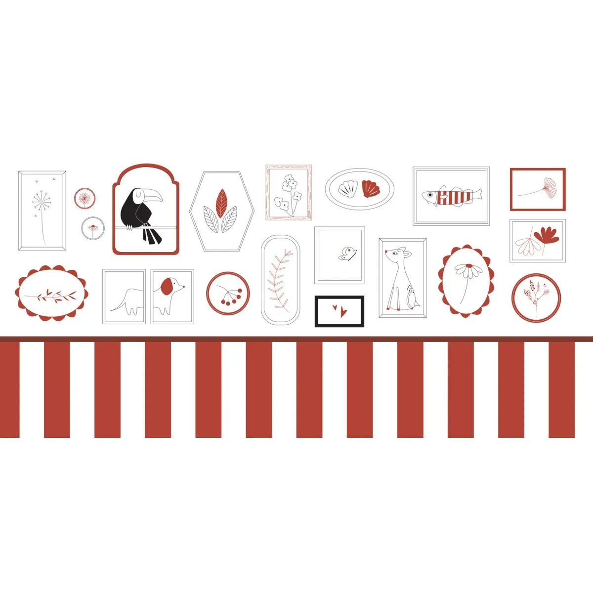 Illustration numéro 2 du produit Papier peint panoramique enfant petits explorateurs rouge 225x250cm