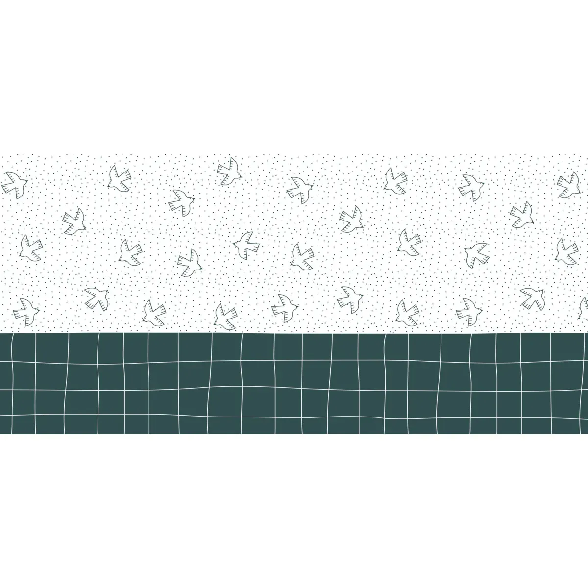 Illustration numéro 2 du produit Papier peint panoramique enfant oiseaux vert 150x250cm