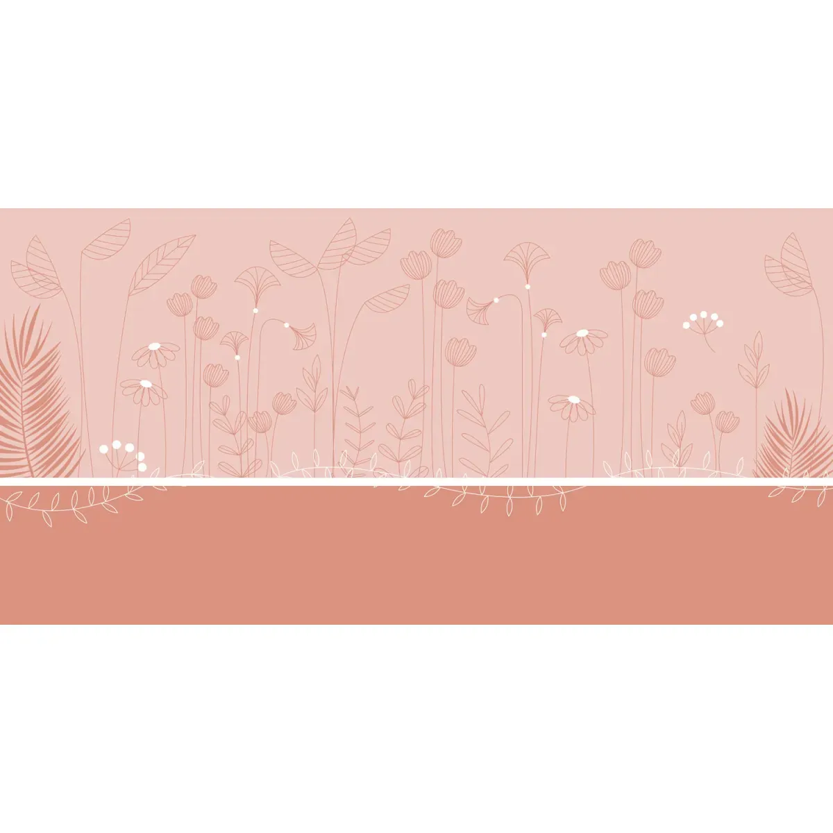 Illustration numéro 2 du produit Papier peint panoramique enfant mélodie des plantes rose 375x250cm