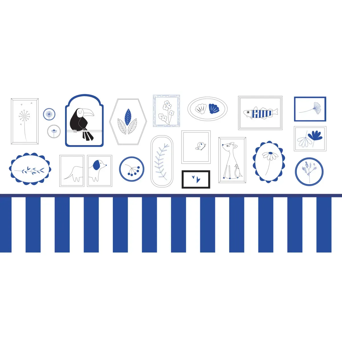 Illustration numéro 2 du produit Papier peint panoramique enfant petits explorateurs bleu 225x250cm