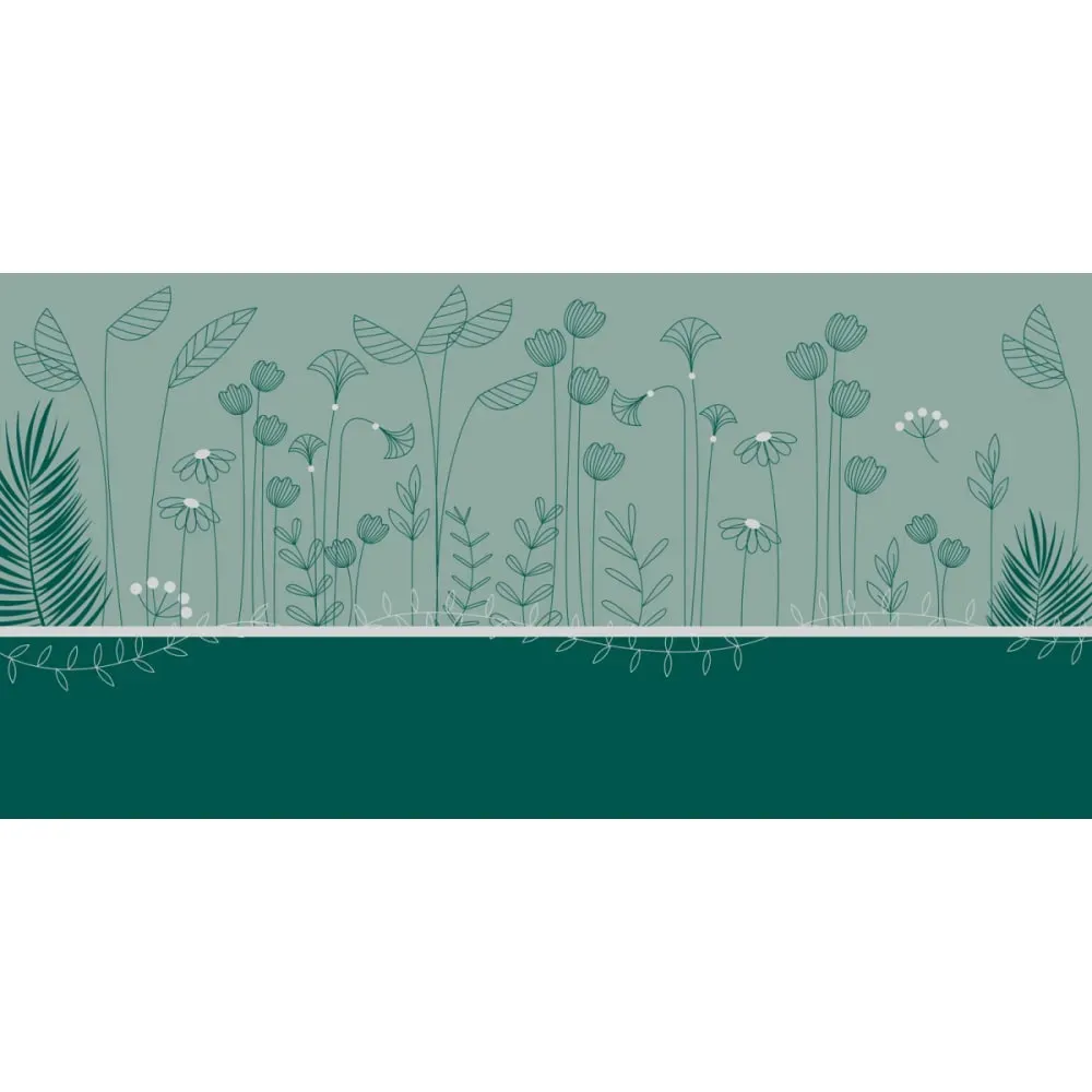 Illustration numéro 2 du produit Papier peint panoramique enfant mélodie des plantes vert 450x250cm