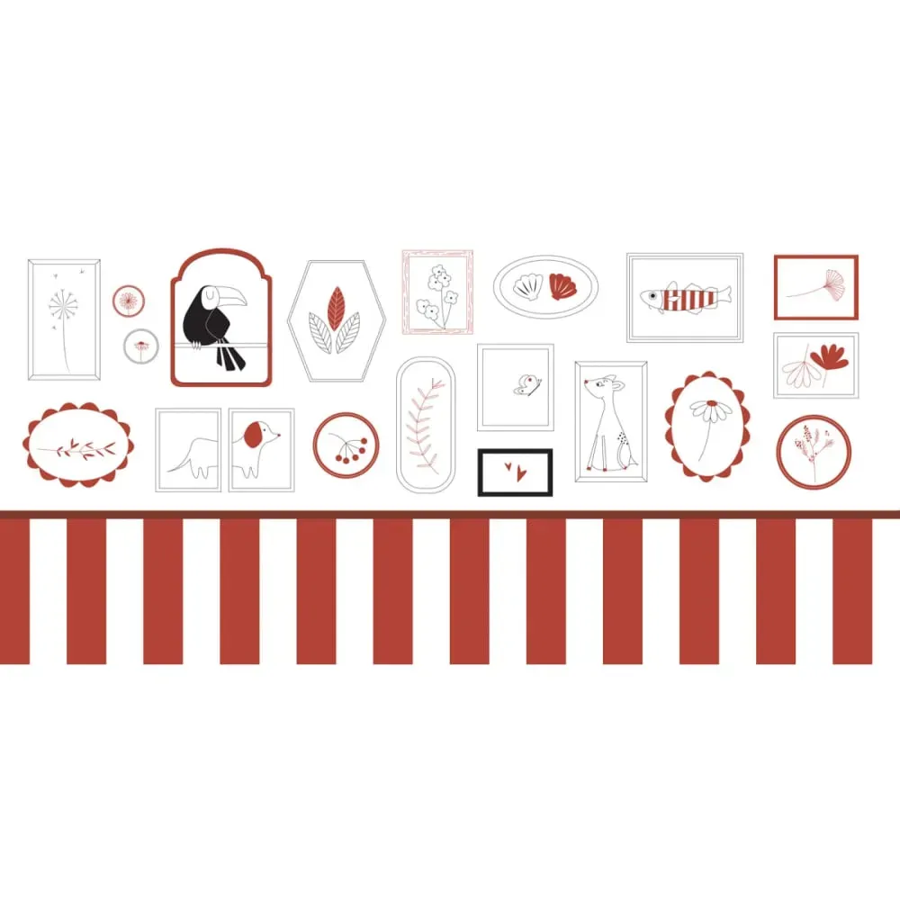 Illustration numéro 2 du produit Papier peint panoramique enfant petits explorateurs rouge 375x250cm