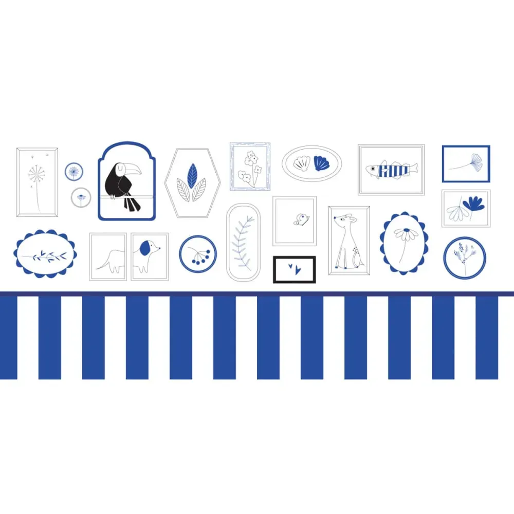 Illustration numéro 2 du produit Papier peint panoramique enfant petits explorateurs bleu 450x250cm