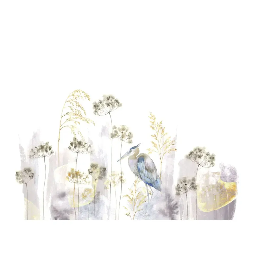 Illustration numéro 2 du produit Papier peint panoramique héron bleu beige 300x250cm