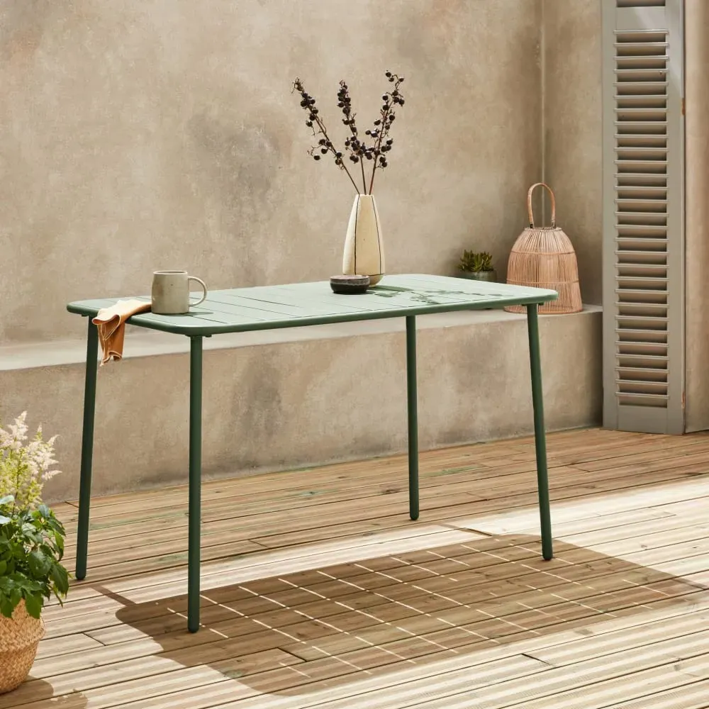 Illustration numéro 2 du produit Table de jardin métal 4 places, vert