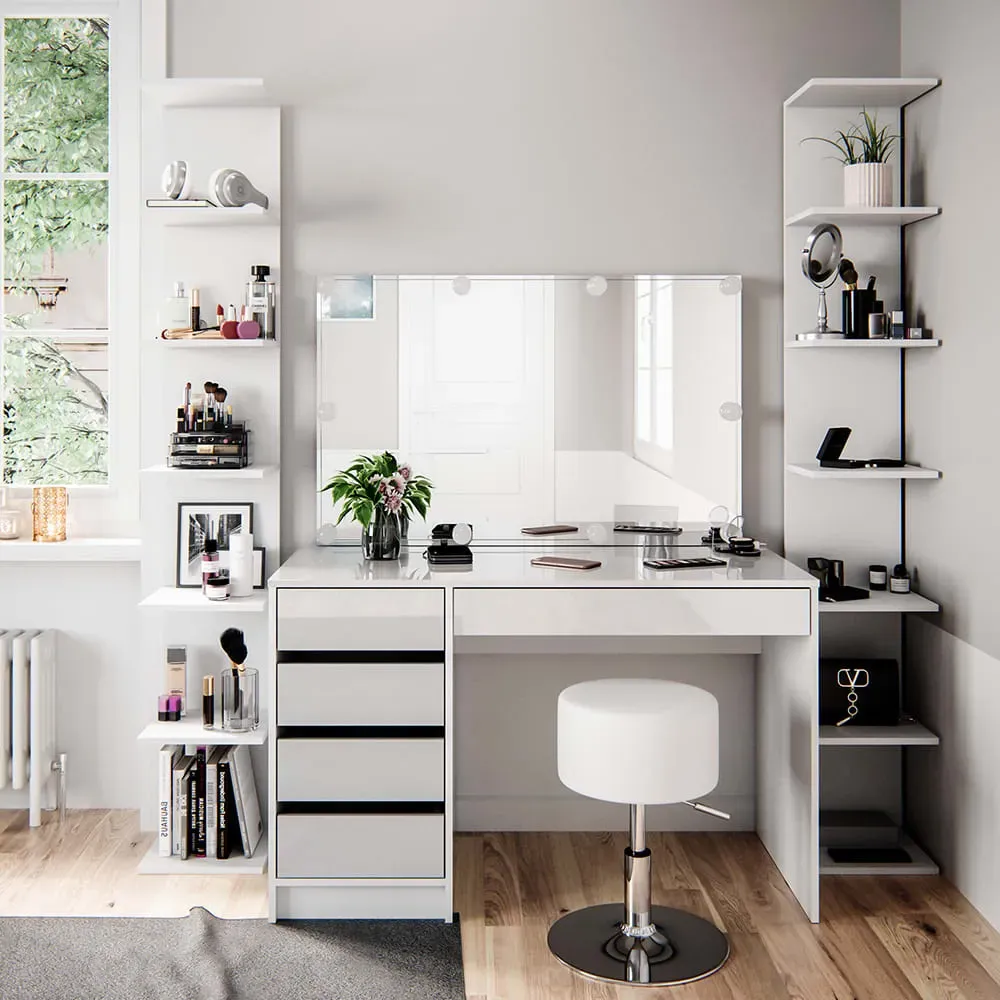 Illustration numéro 2 du produit Lot de 2 etagères blanches, 30 x 190cm