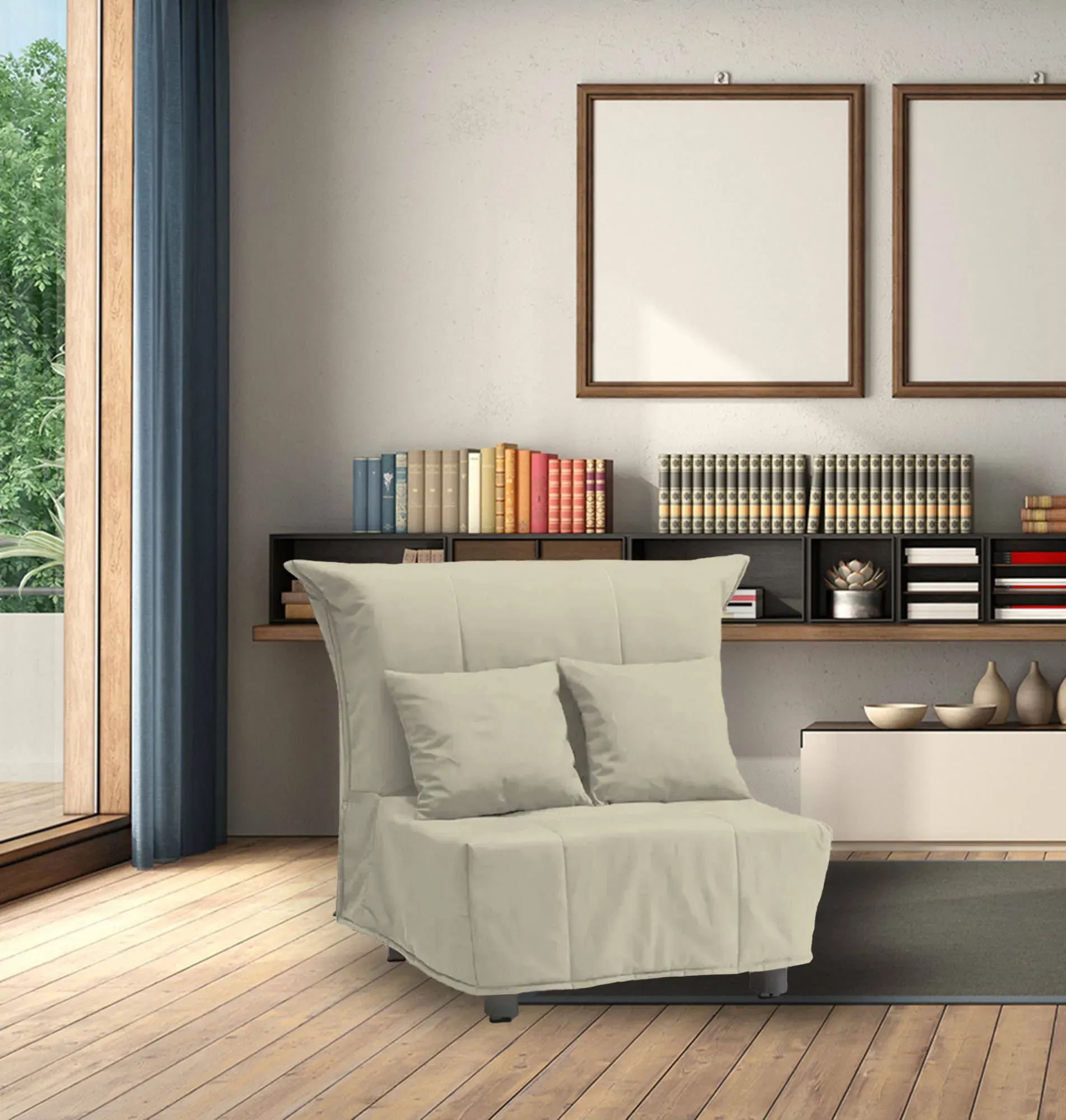 Illustration numéro 2 du produit Fauteuil en tissu beige 85x90h85 cm