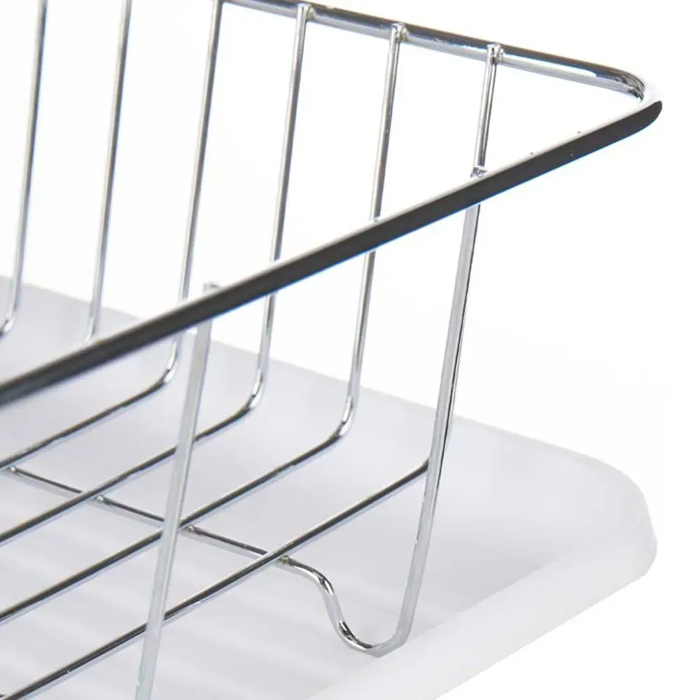 Illustration numéro 2 du produit Égouttoir à vaisselle plastique blanc et métal chromé avec plateau 33.