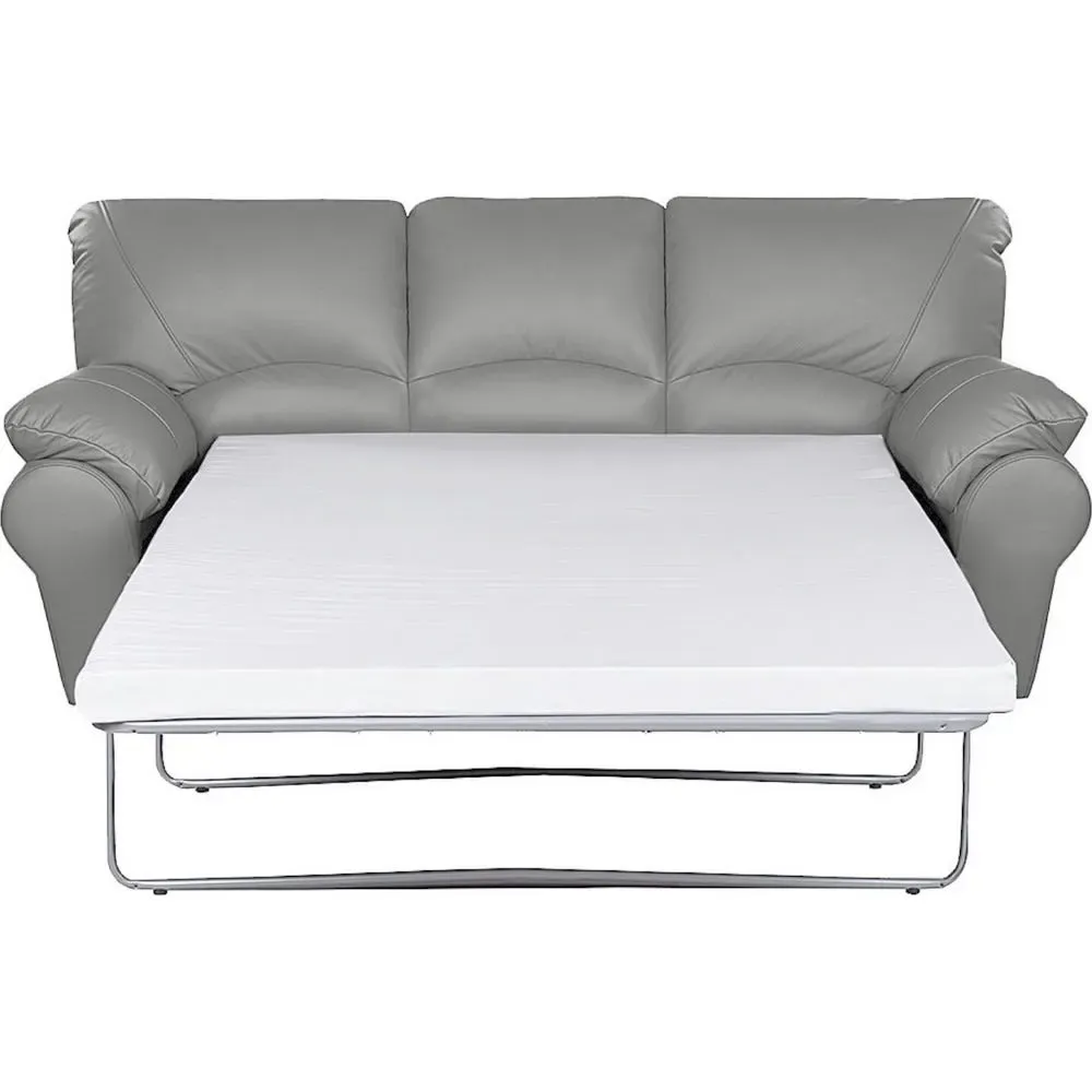 Illustration numéro 2 du produit Canapé 3 places convertible en cuir gris clair