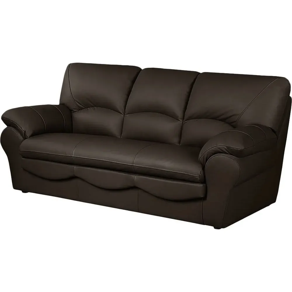 Illustration numéro 2 du produit Canapé 3 places convertible en cuir chocolat