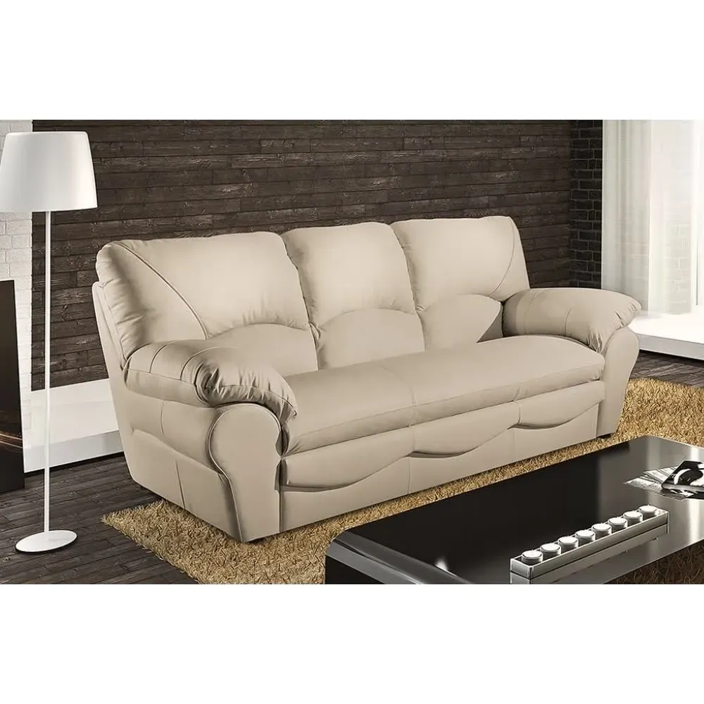 Illustration numéro 2 du produit Canapé 3 places convertible en cuir beige