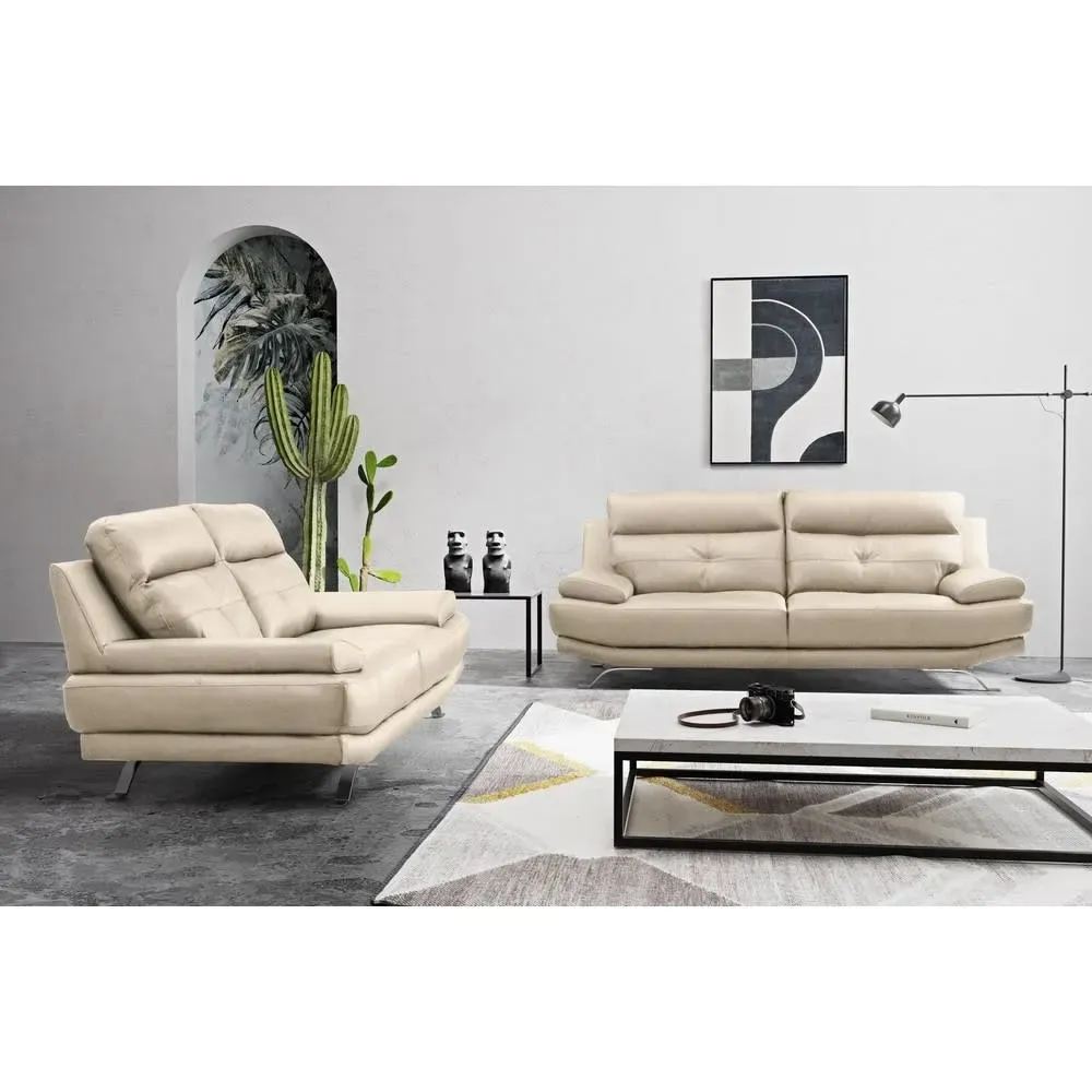 Illustration numéro 2 du produit Canapé 3 places en cuir beige