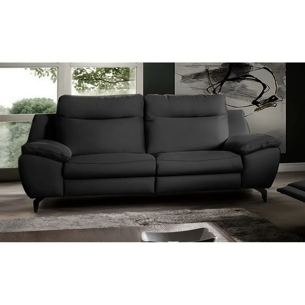 Illustration numéro 2 du produit Canapé 3 places en cuir noir