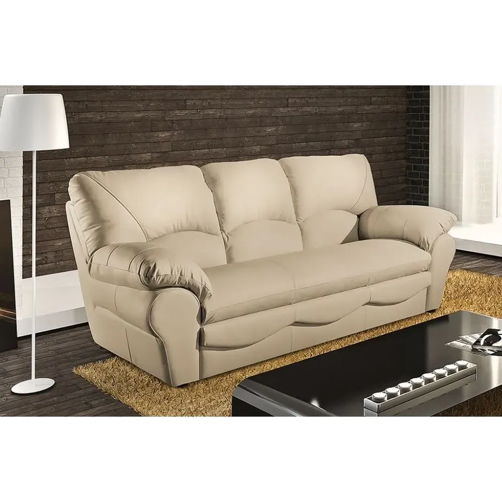 Illustration numéro 2 du produit Canapé 3 places en cuir beige