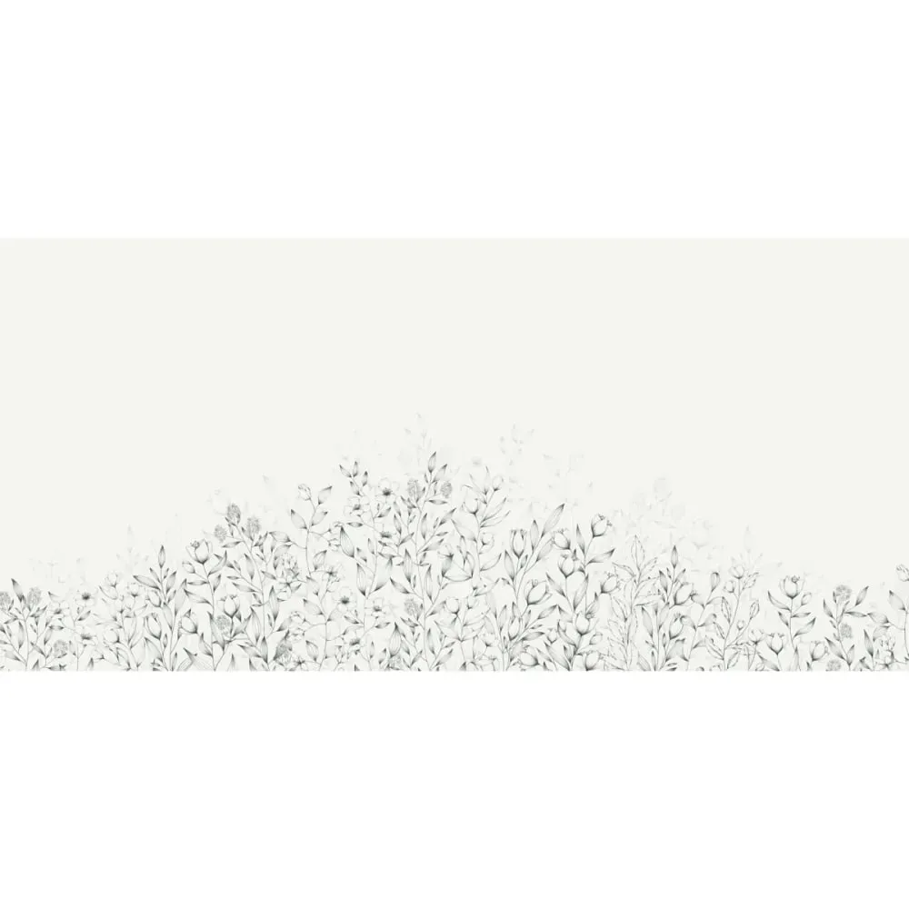 Illustration numéro 2 du produit Papier peint panoramique poésie végétale noir et blanc 450x250cm