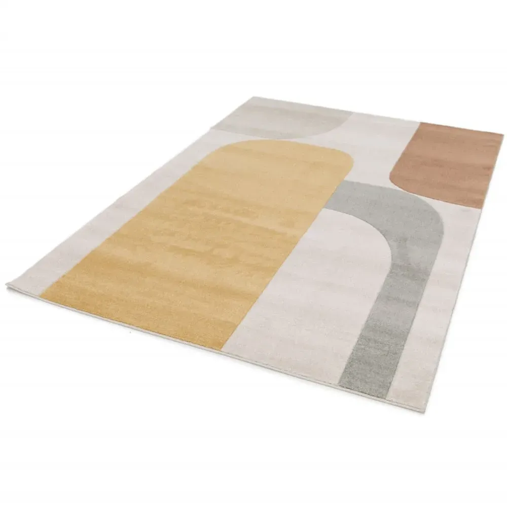 Illustration numéro 2 du produit Tapis contemporain à motif géométrique - 160x230cm Jaune Polypropylène