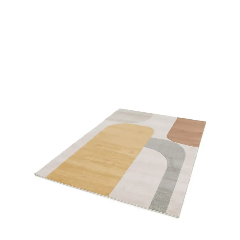 Illustration numéro 2 du produit Tapis contemporain à motif géométrique - 200x290cm Jaune Polypropylène