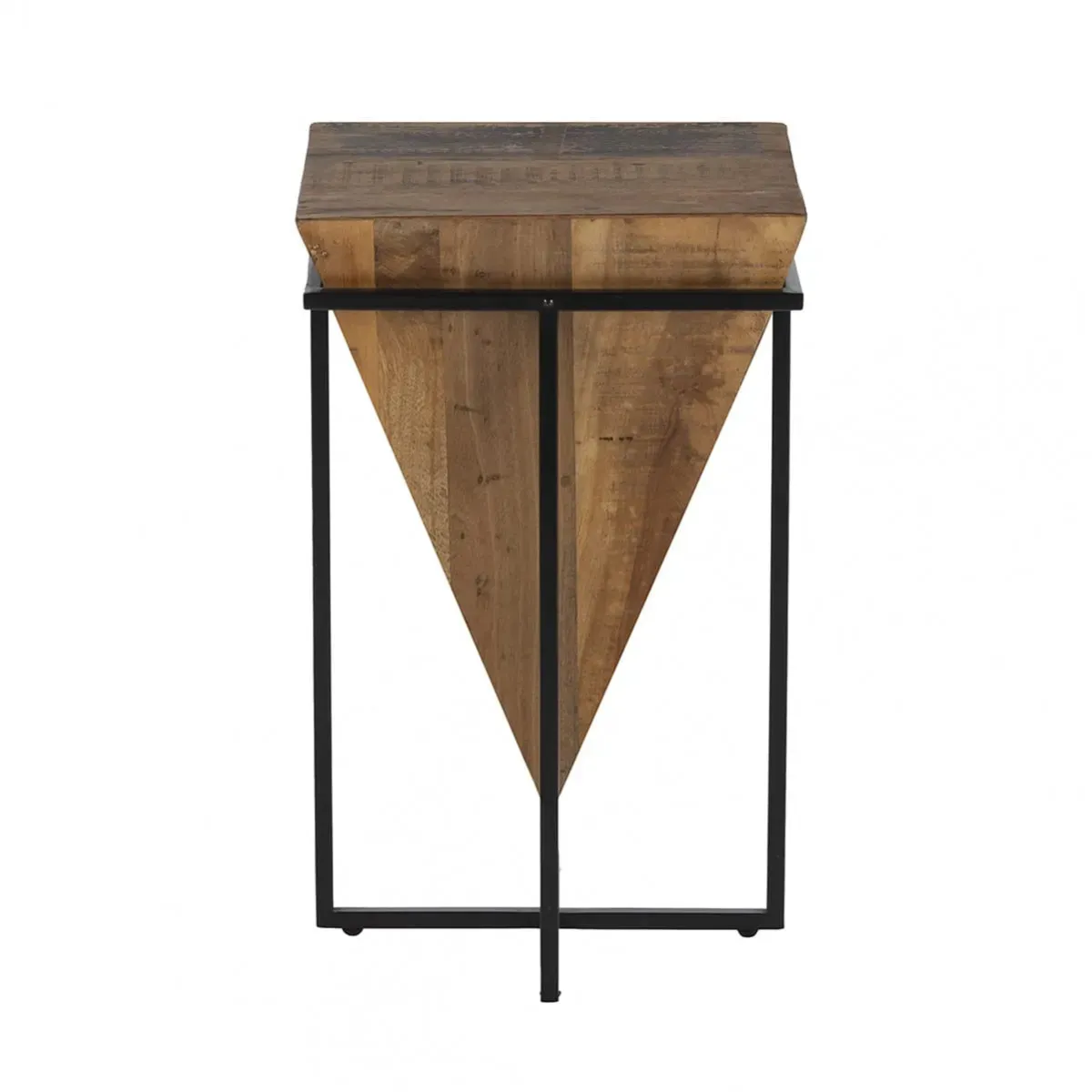Illustration numéro 2 du produit Table  d'appoint h.68cm pyramide inversée bois massif et métal noir
