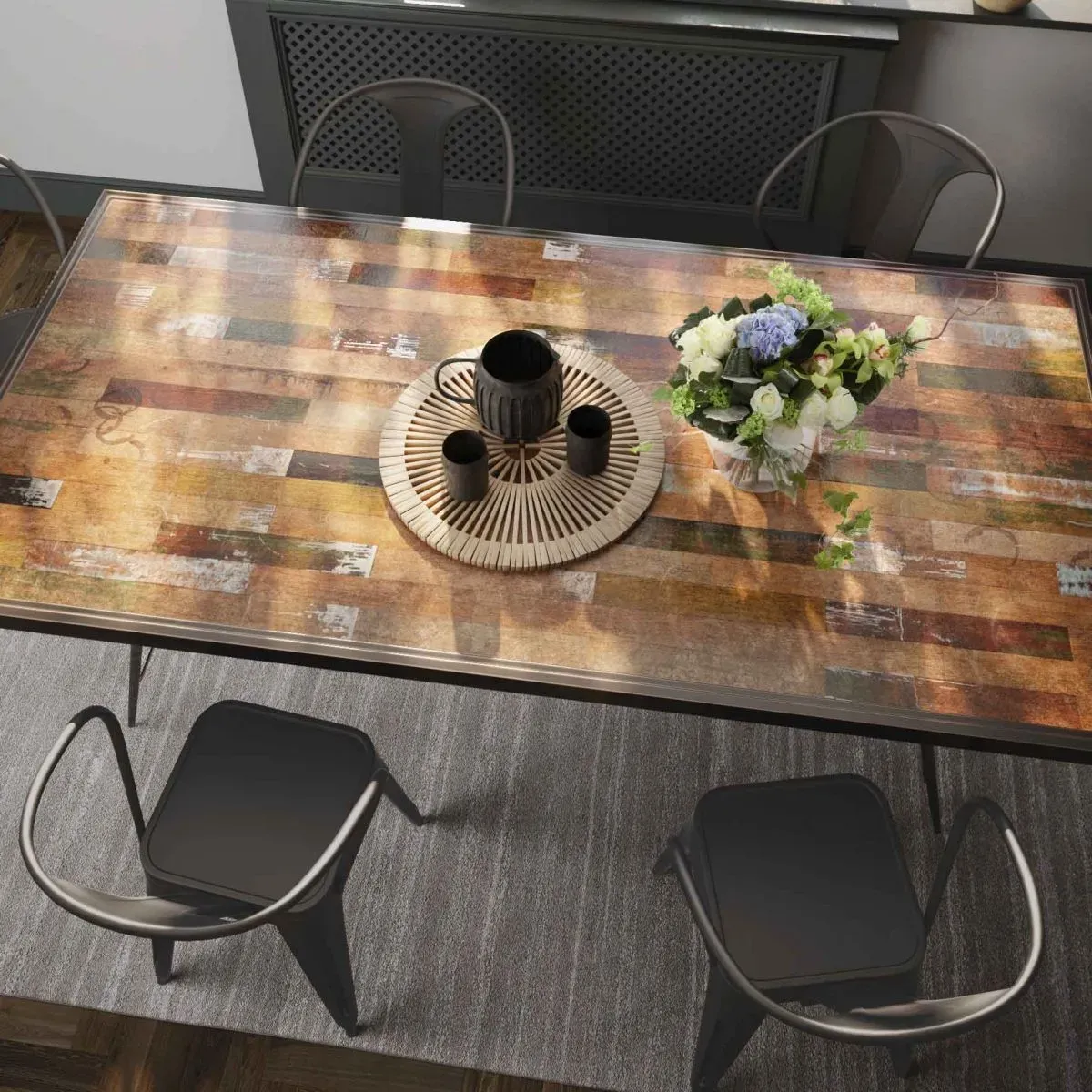 Illustration numéro 2 du produit Table  de repas 200cm manguier massif recyclé