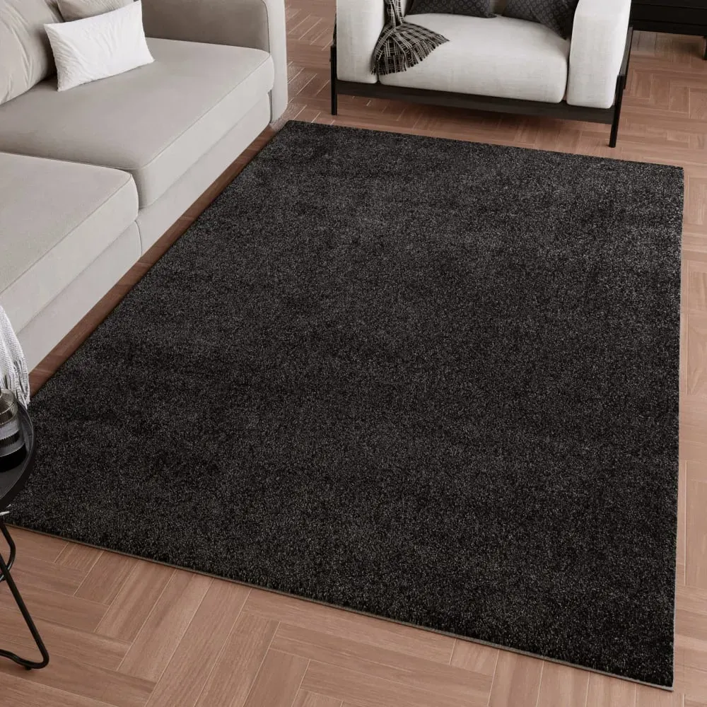 Illustration numéro 2 du produit Tapis uni poils ras anthracite belle densité 80x300