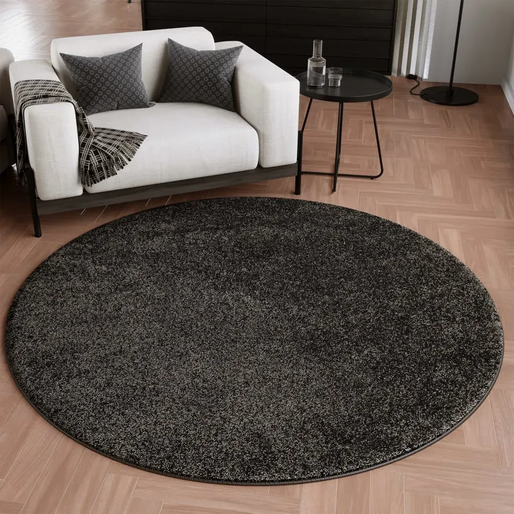 Illustration numéro 2 du produit Tapis rond uni poils ras anthracite belle densité Ø 120