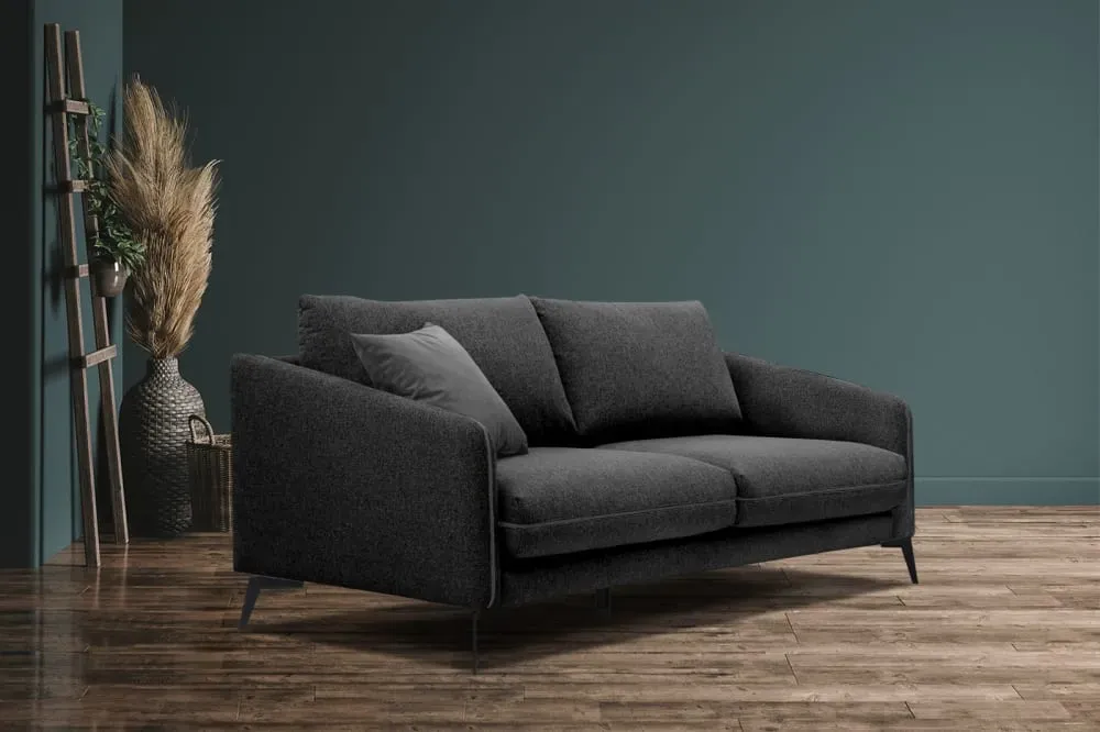 Illustration numéro 2 du produit Canapé droit 3 places tissu noir