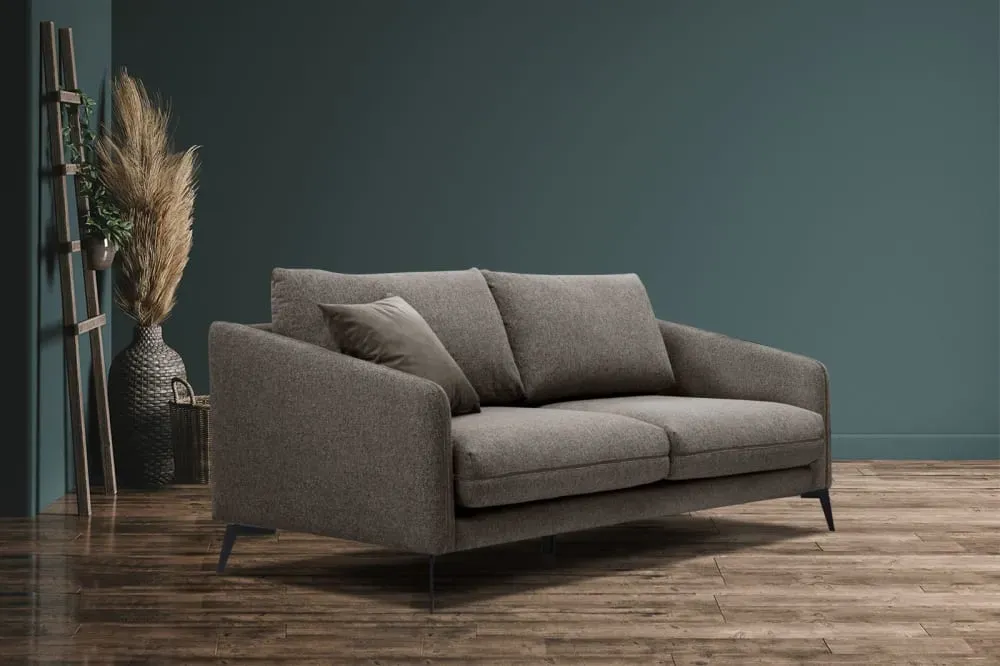 Illustration numéro 2 du produit Canapé droit 3 places tissu marron foncé