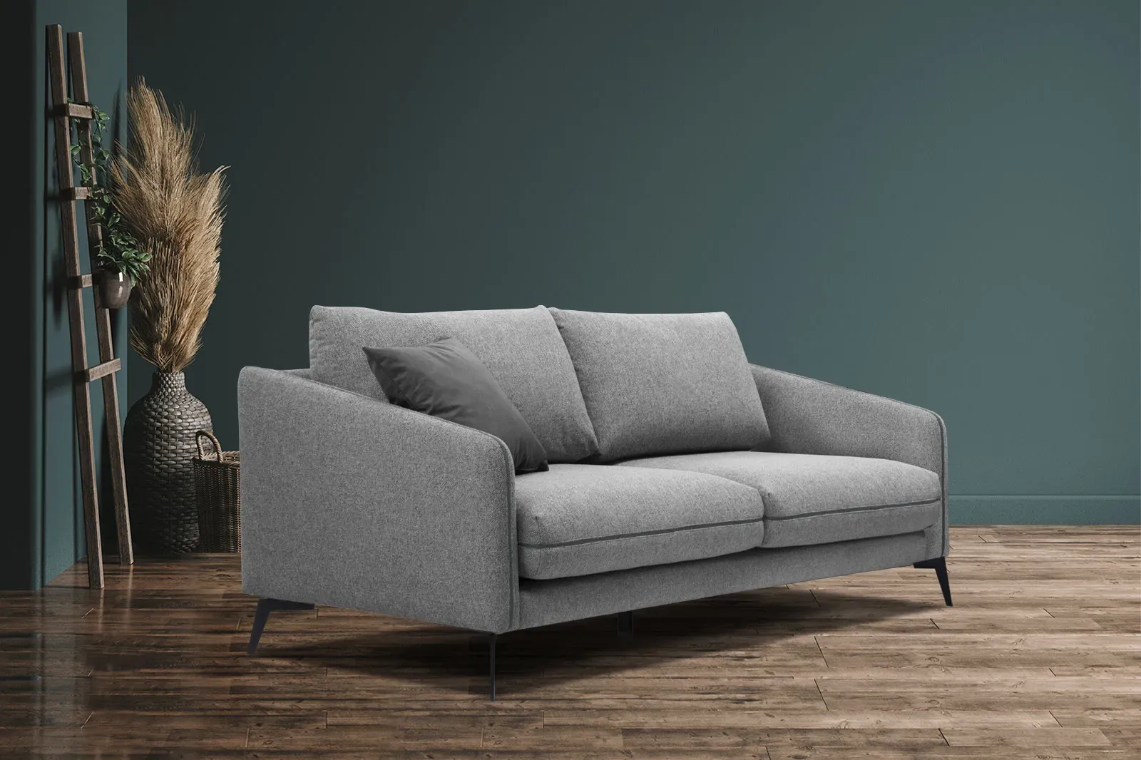 Illustration numéro 2 du produit Canapé droit 3 places tissu gris