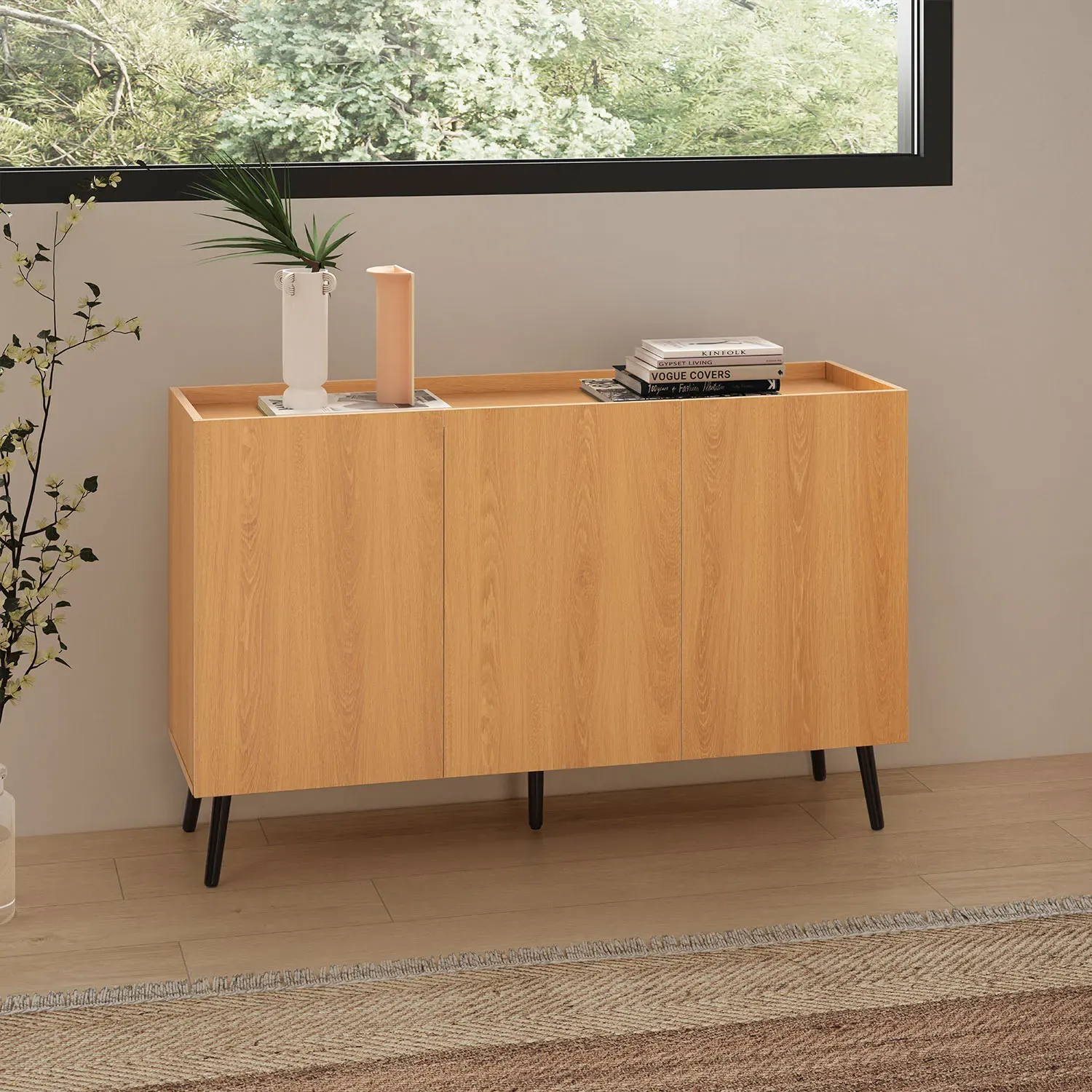 Illustration numéro 2 du produit Buffet 3 portes Couleur Chêne