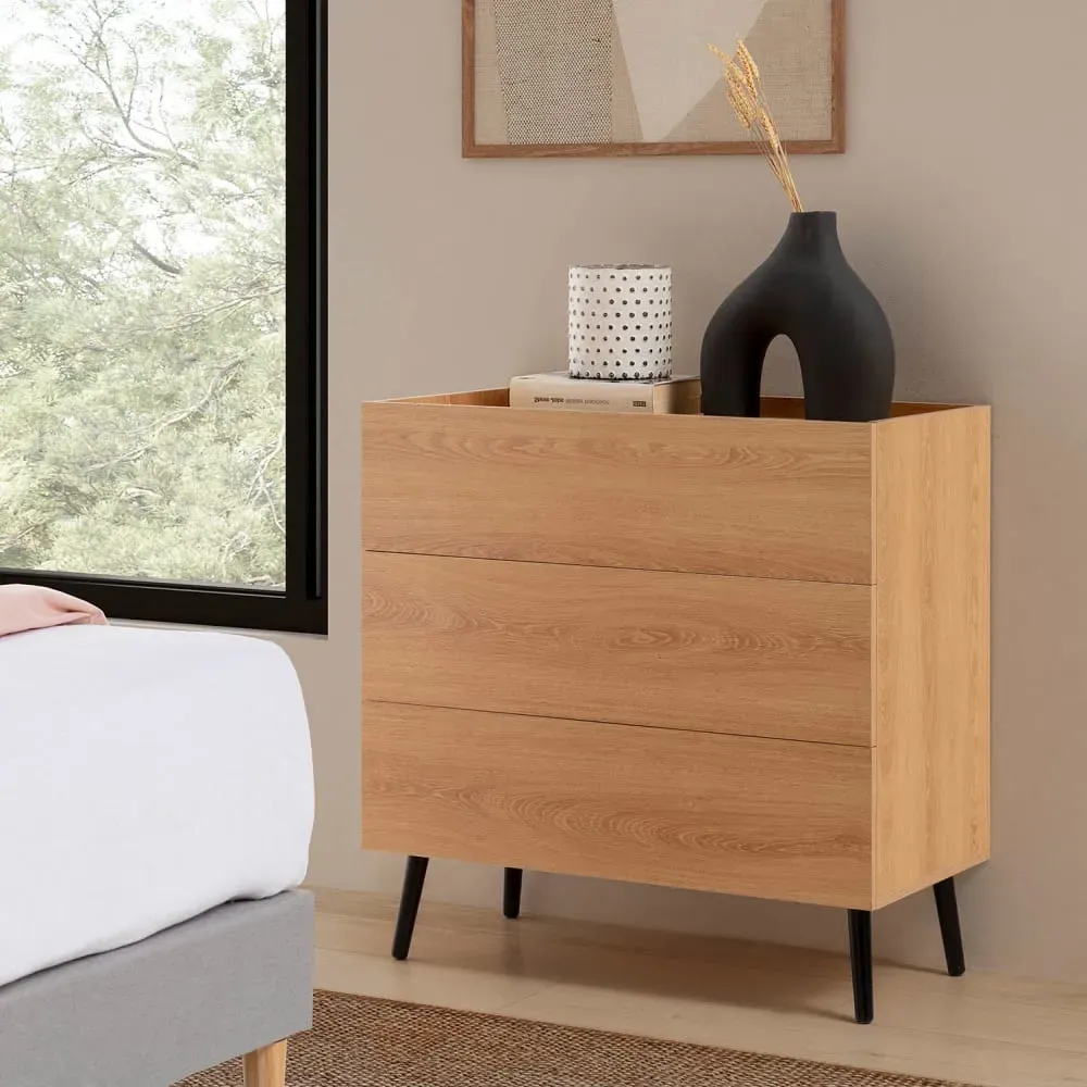 Illustration numéro 2 du produit Commode 3 tiroirs couleur Chêne