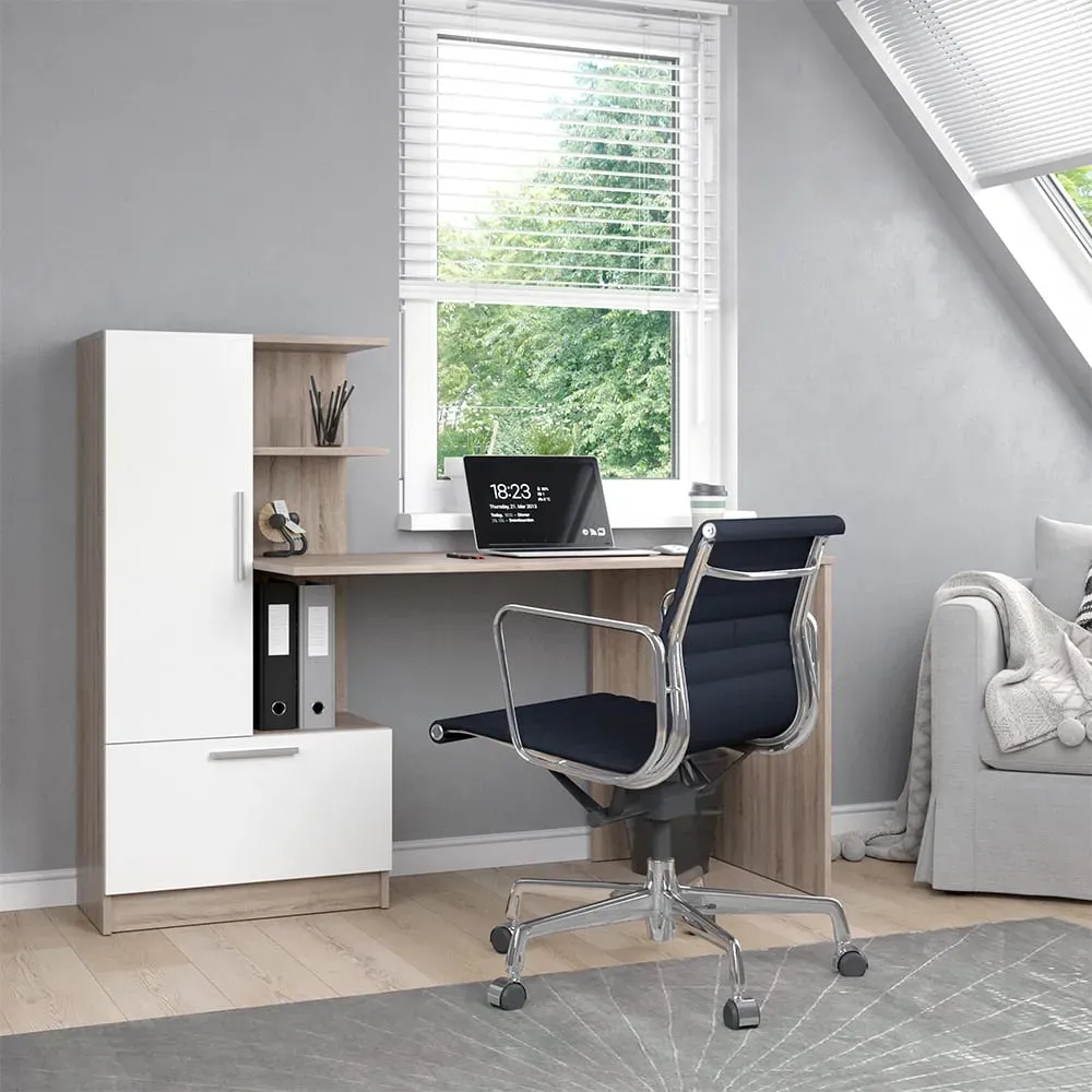 Illustration numéro 2 du produit Bureau, Sonoma/blanc 150 x 120.1cm