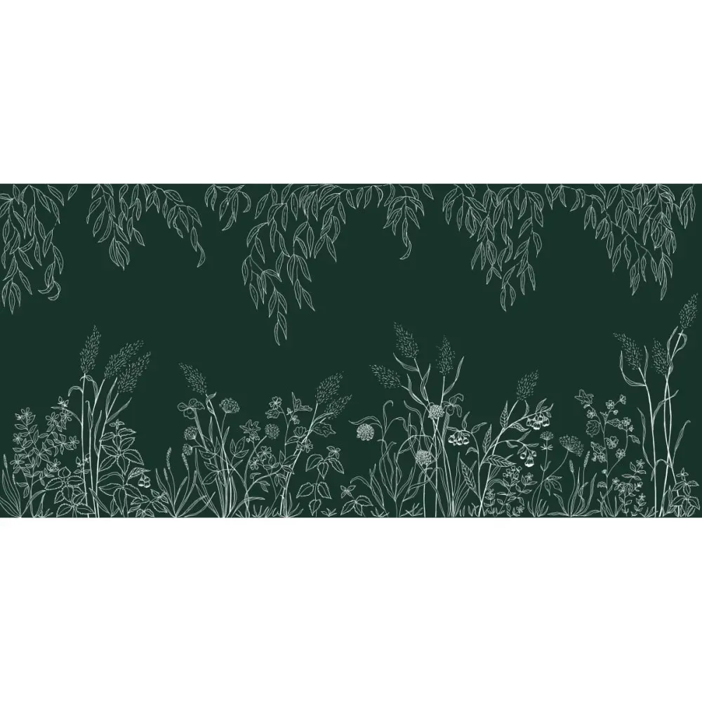 Illustration numéro 2 du produit Papier peint panoramique sous la canopée vert foncé 225x250cm