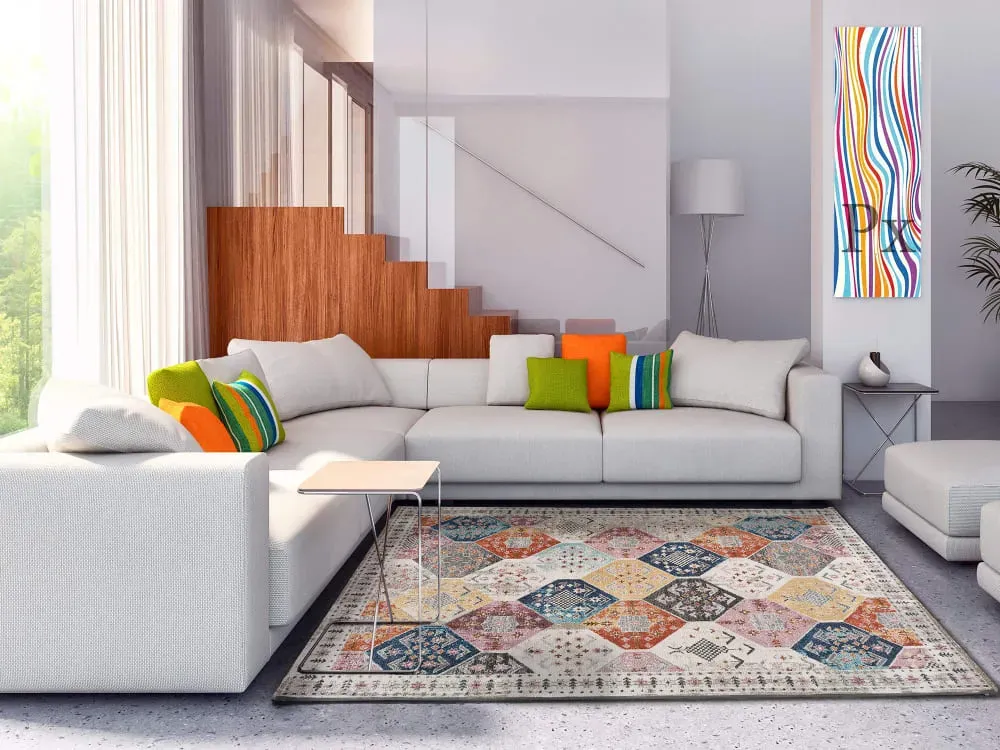 Illustration numéro 2 du produit Tapis descente de lit multicolore 60x120 cm