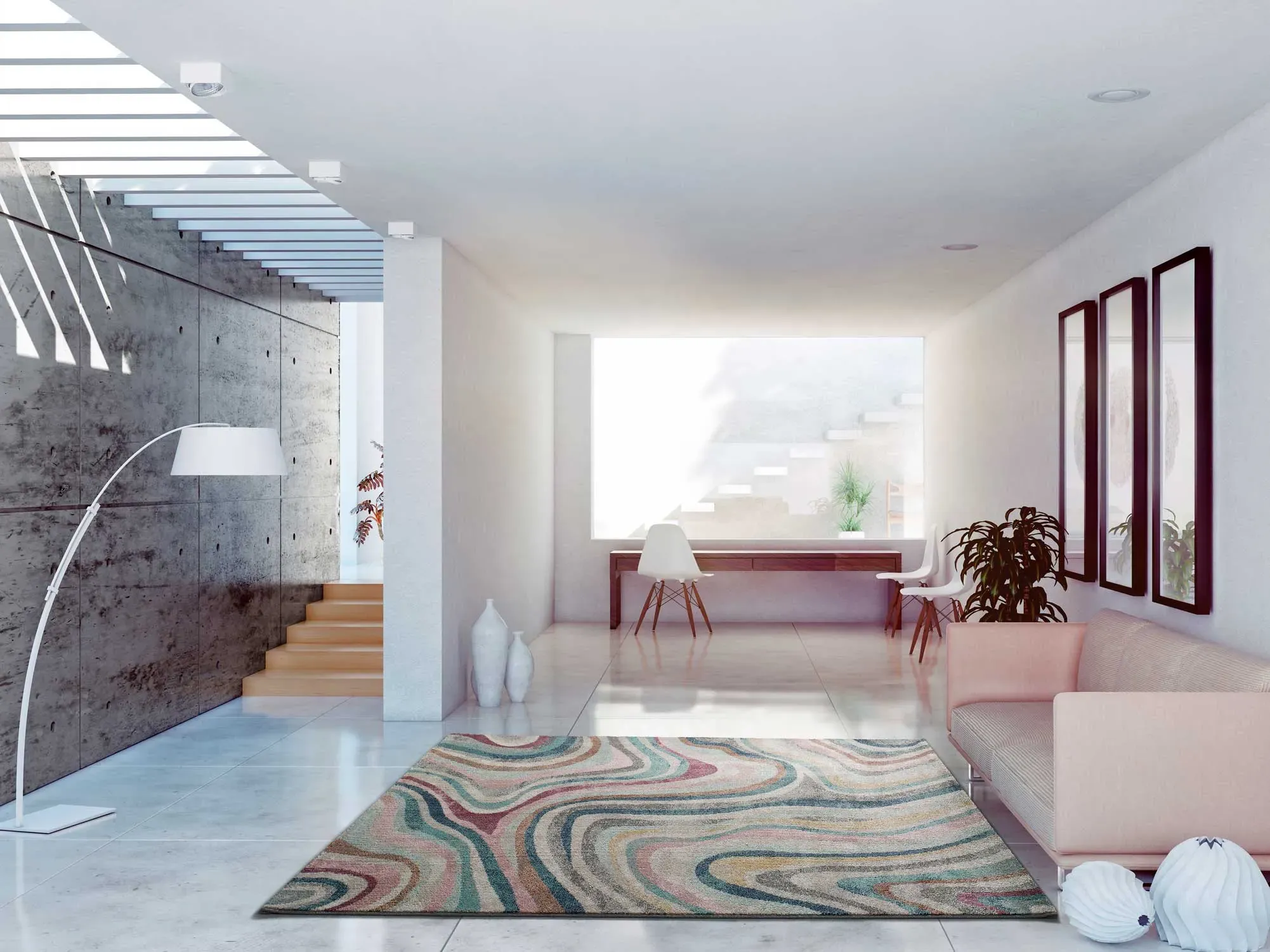 Illustration numéro 2 du produit Tapis abstrait multicolore 160x230 cm