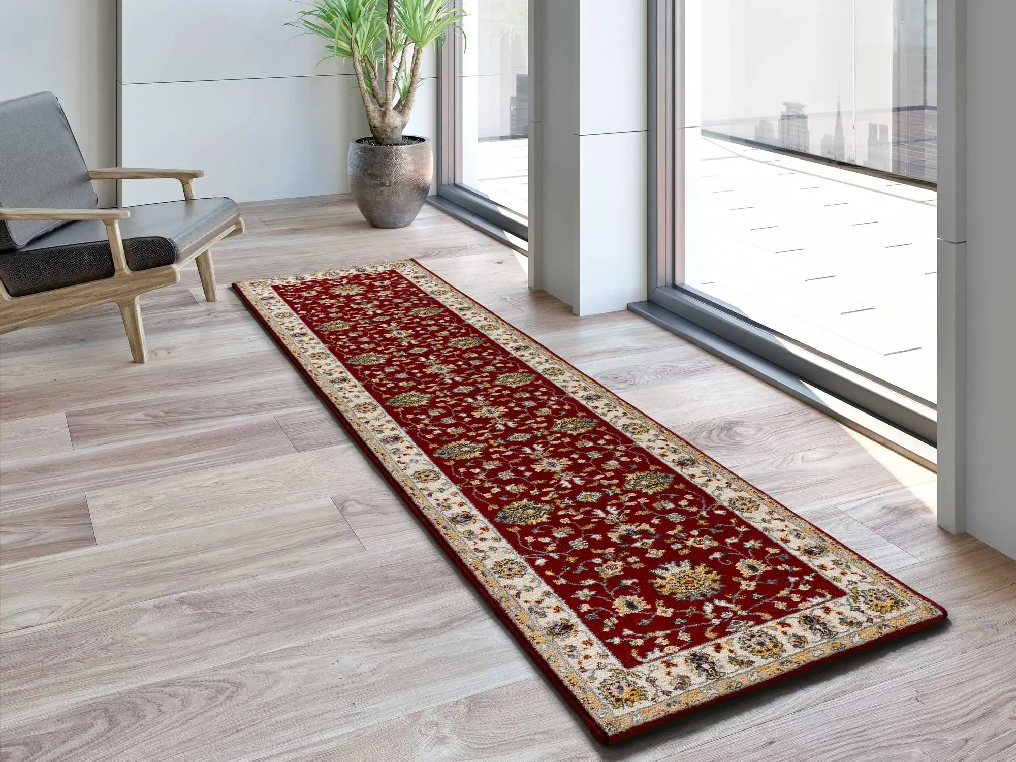 Illustration numéro 2 du produit Tapis de couloir classique rouge 67x250 cm