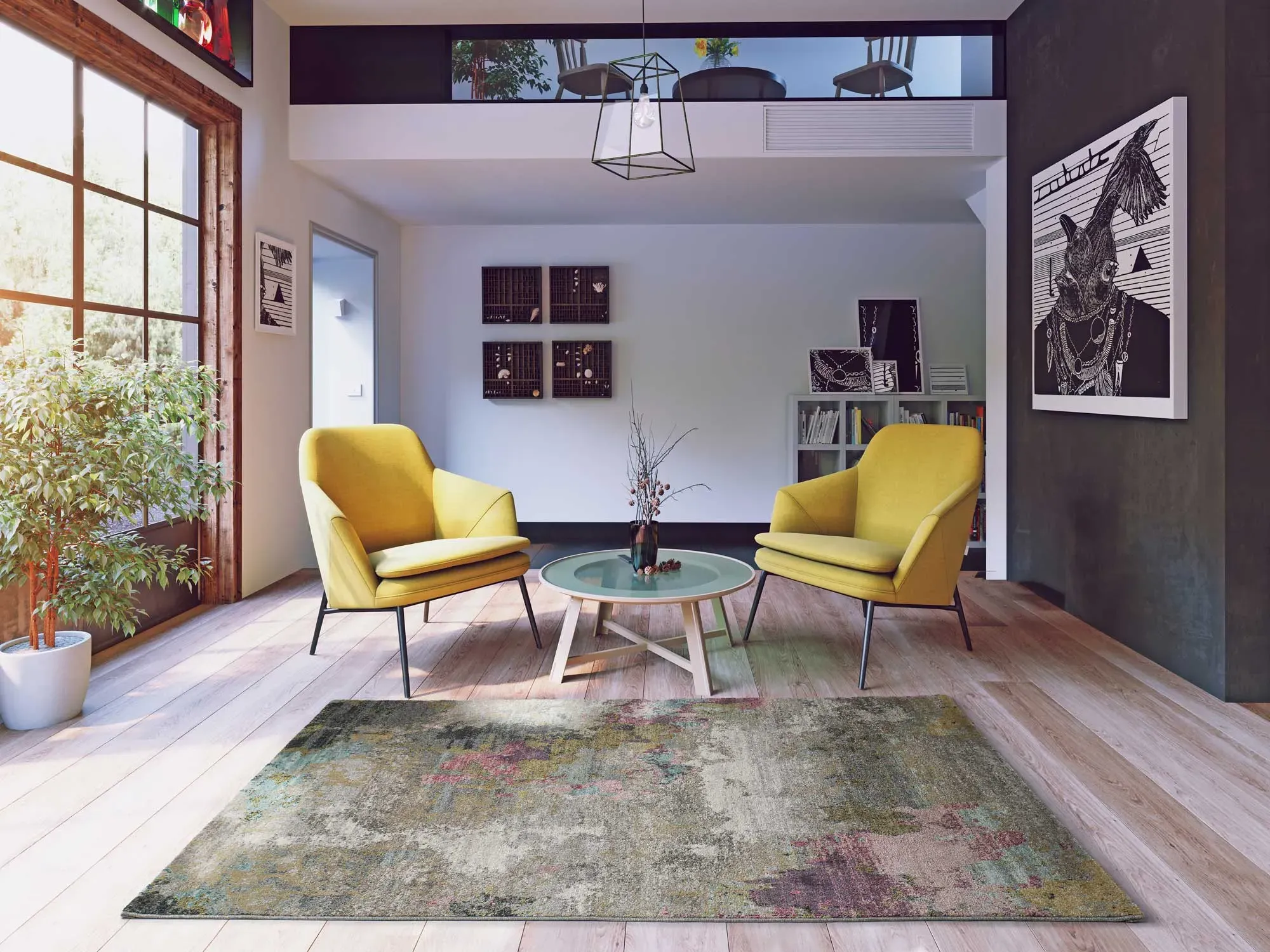 Illustration numéro 2 du produit Tapis abstrait gris/multicolore 80x150 cm