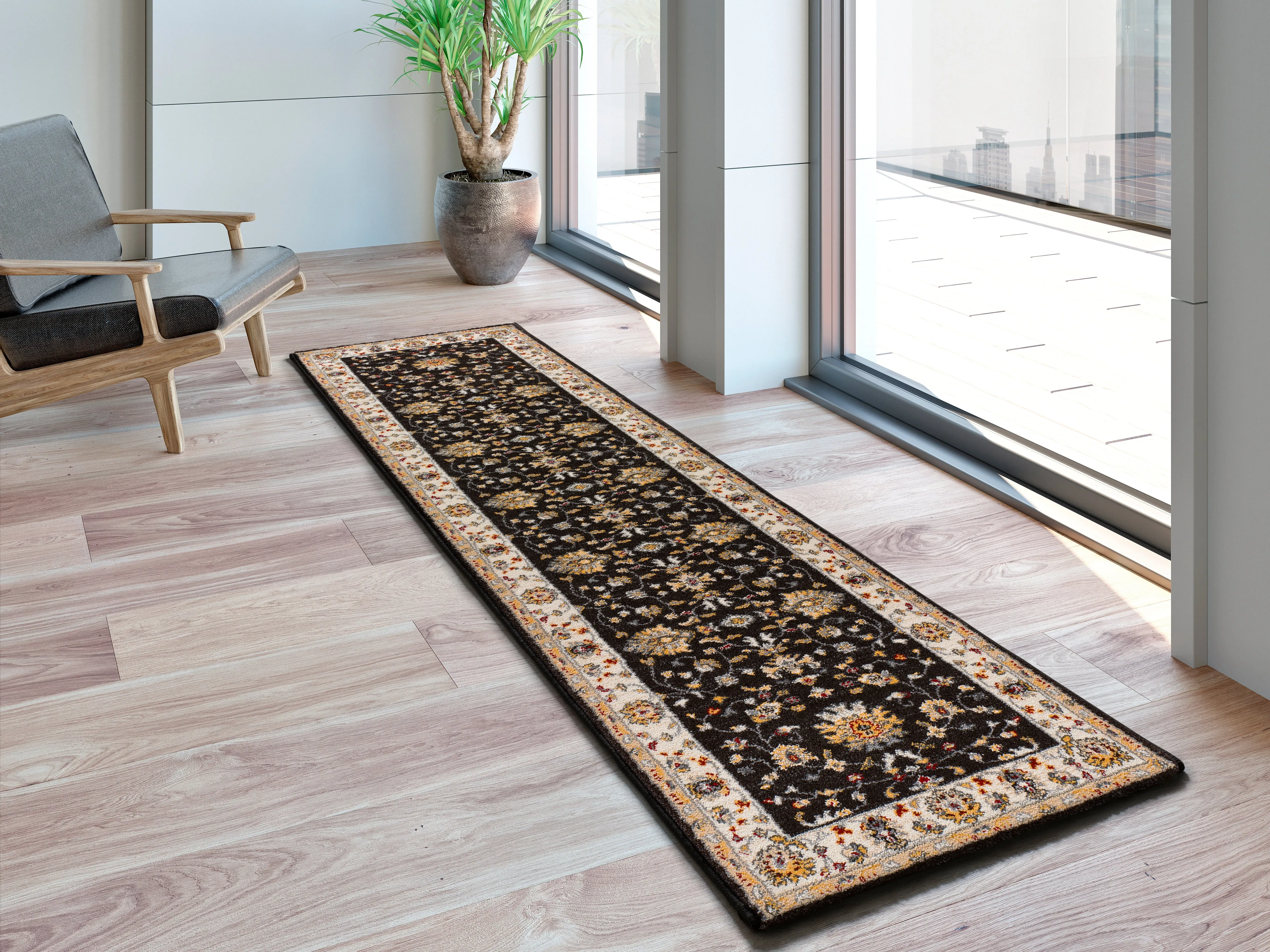 Illustration numéro 2 du produit Tapis de couloir classique anthracite 67x250 cm