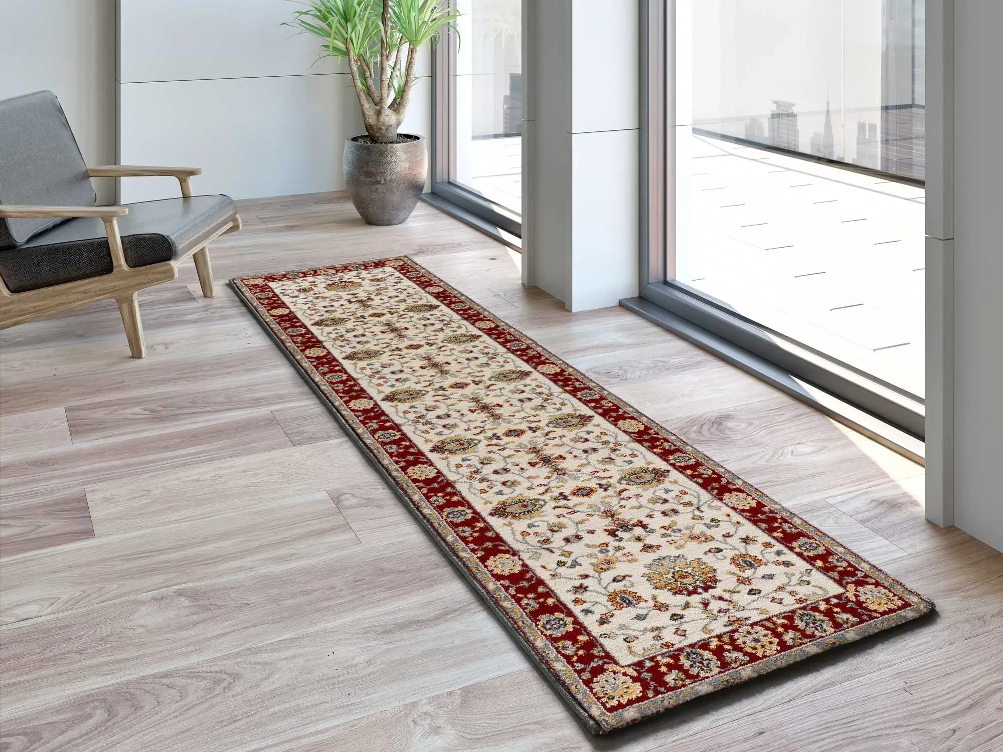 Illustration numéro 2 du produit Tapis de couloir classique crème 67x250 cm