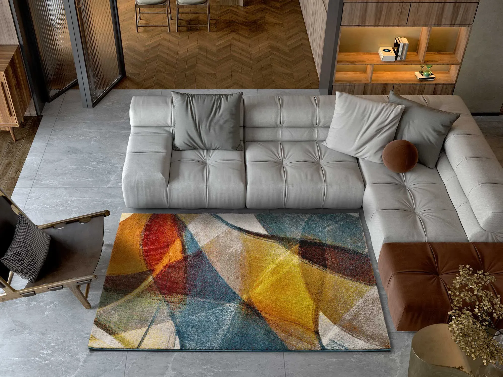 Illustration numéro 2 du produit Tapis géométrique multicolore 80x150 cm