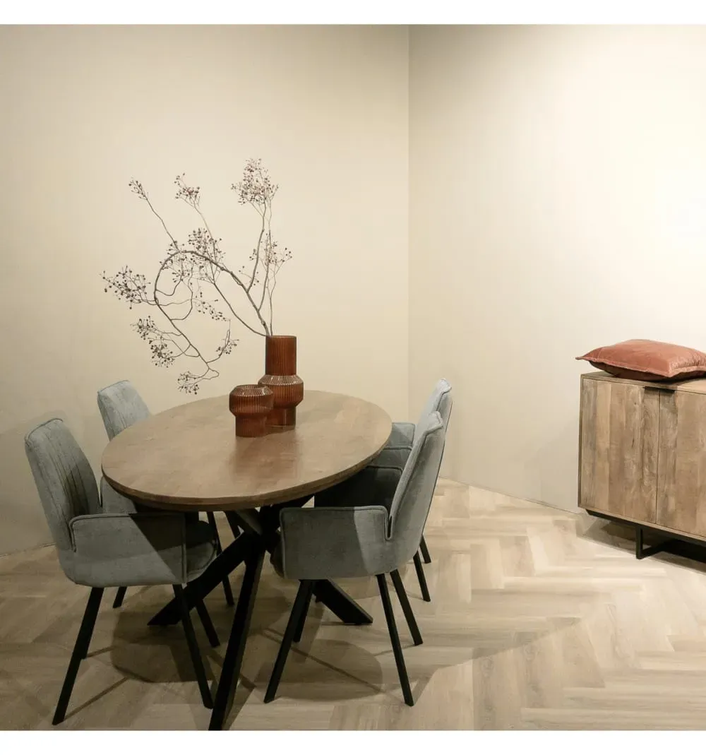 Illustration numéro 2 du produit Table à manger ovale 8/10 personnes L.240 cm, Manguier et métal