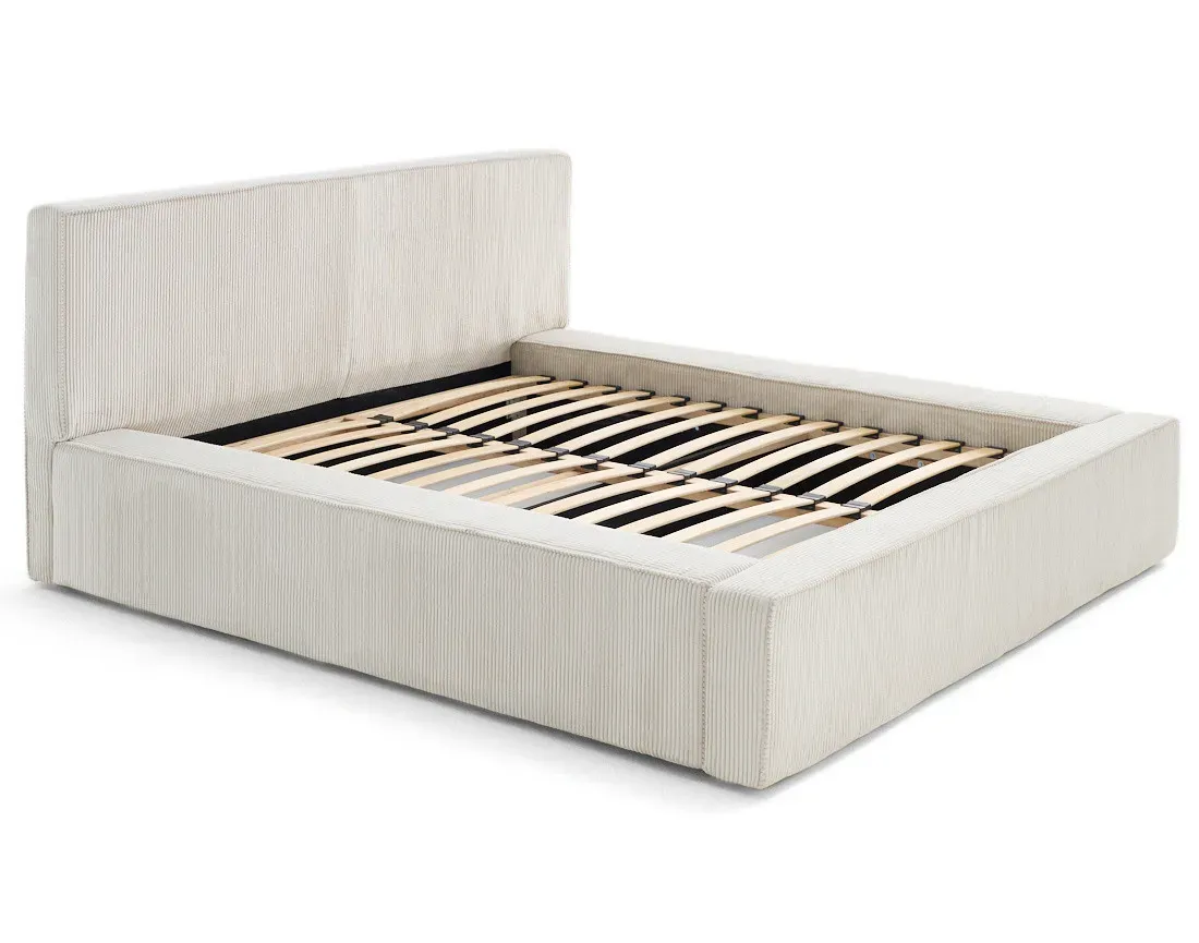 Illustration numéro 2 du produit Lit coffre en Velours côtelé 160x200 cm beige