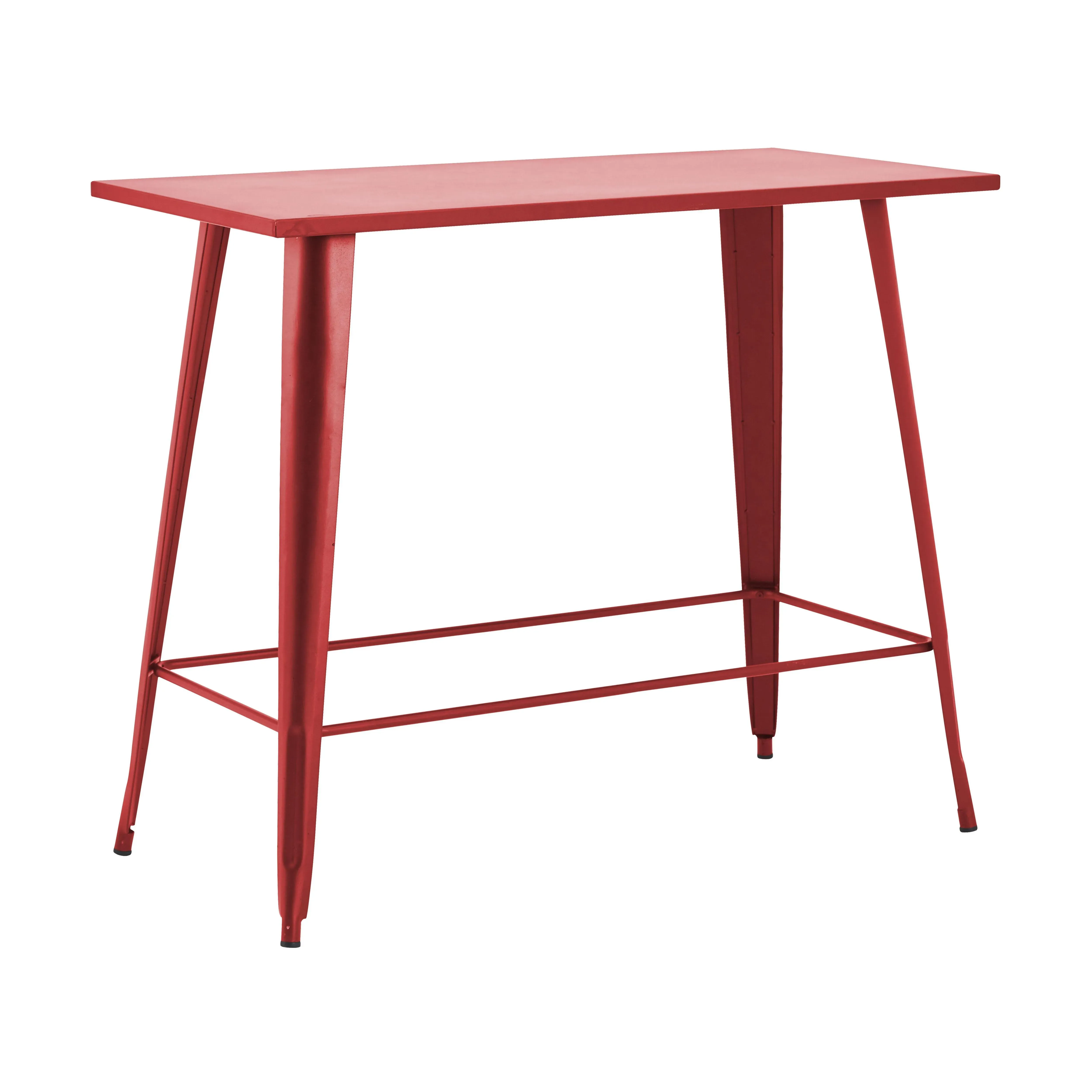 Illustration numéro 2 du produit Table haute de jardin et 4 tabourets en métal rouge