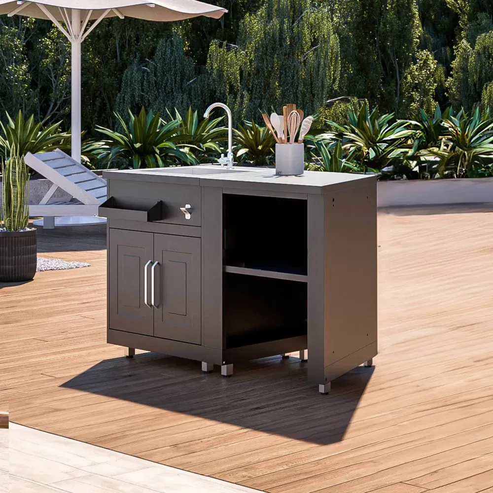 Illustration numéro 2 du produit Cuisine d'extérieur 2 éléments avec évier noir