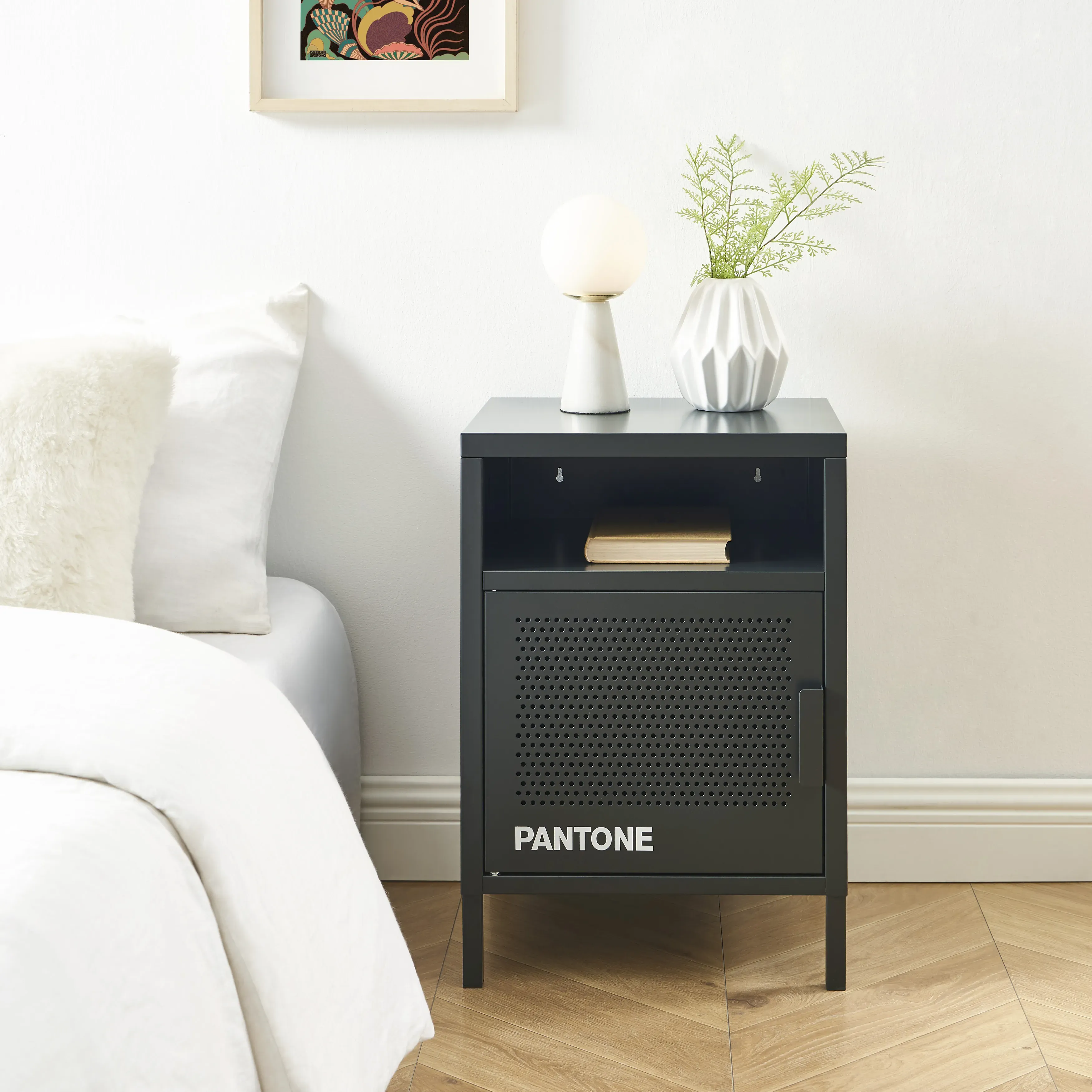 Illustration numéro 2 du produit Table de chevet métal gris anthracite 40cm