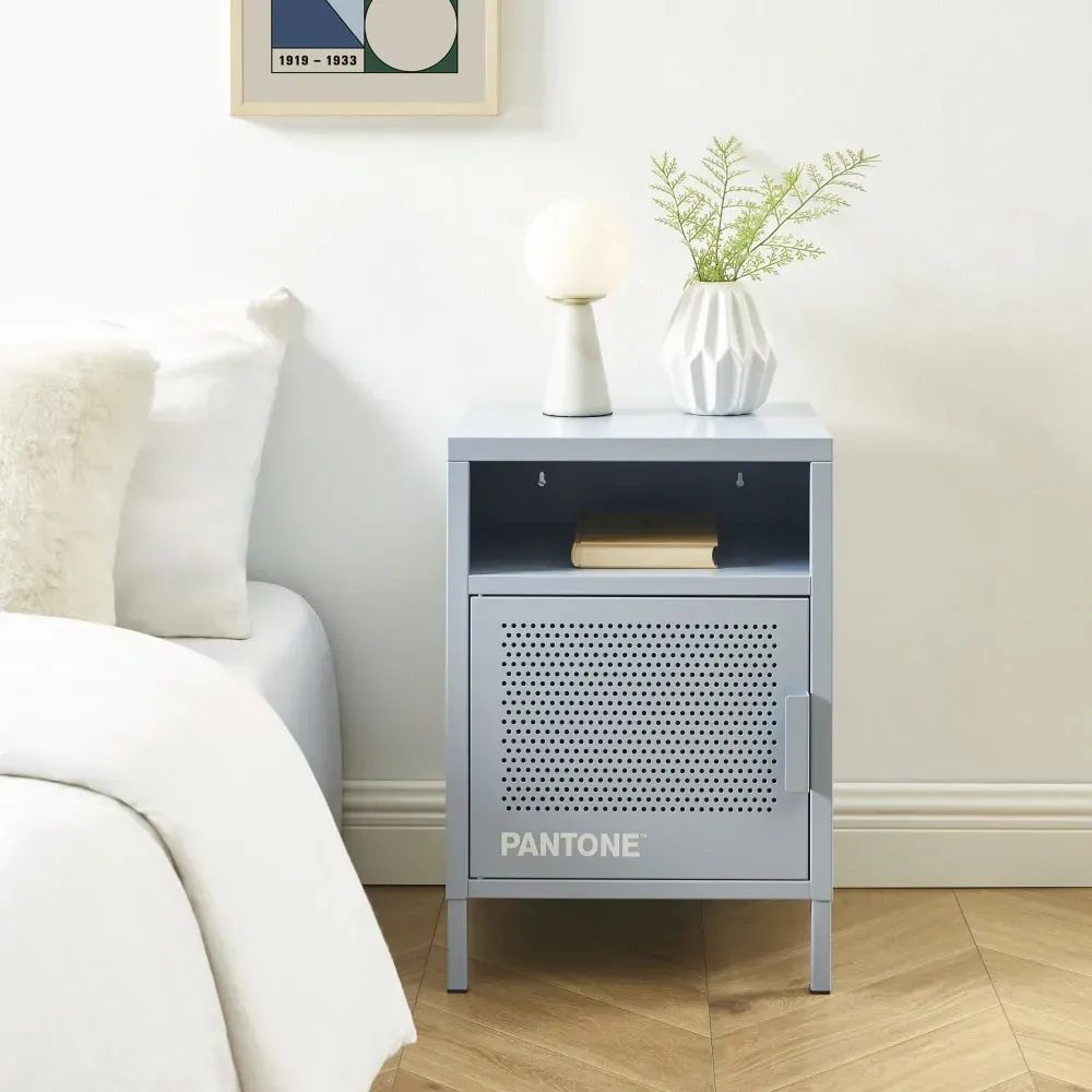 Illustration numéro 2 du produit Table de chevet métal gris bleu 40cm